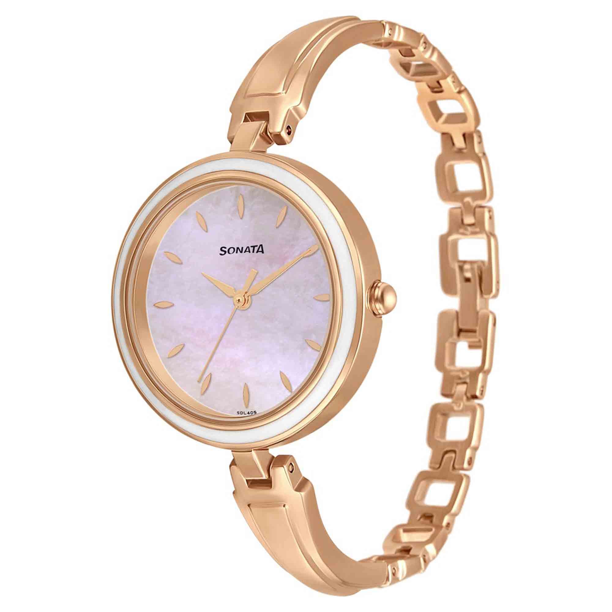 Sonata Wedding Mother of Pearl Dial Women Watch With Metal Strap - Image 2