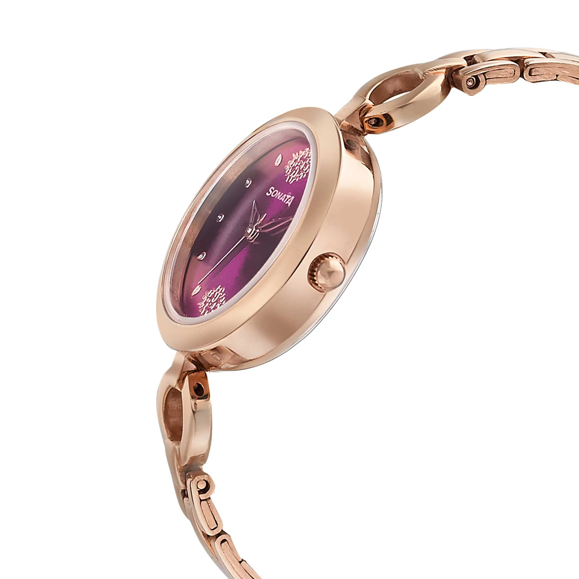 Sonata Wedding Purple Dial Women Watch With Stainless Steel Strap - Image 3