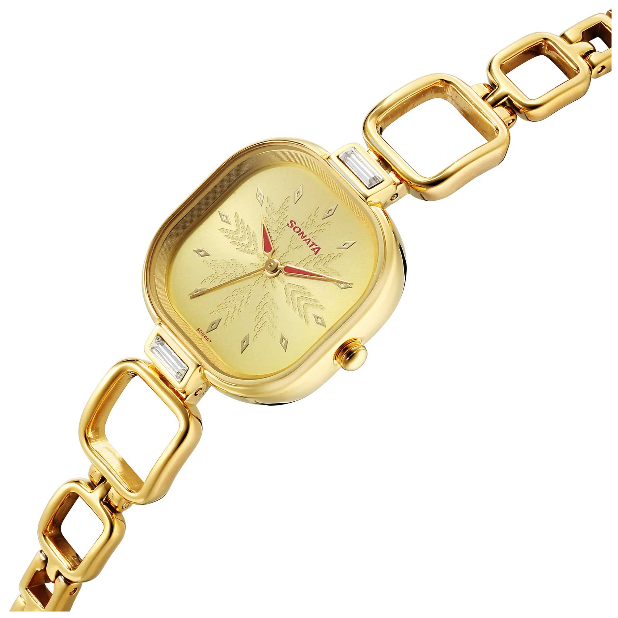 Sonata Wedding Quartz Analog Champagne Dial Metal Strap Watch for Women - Image 3