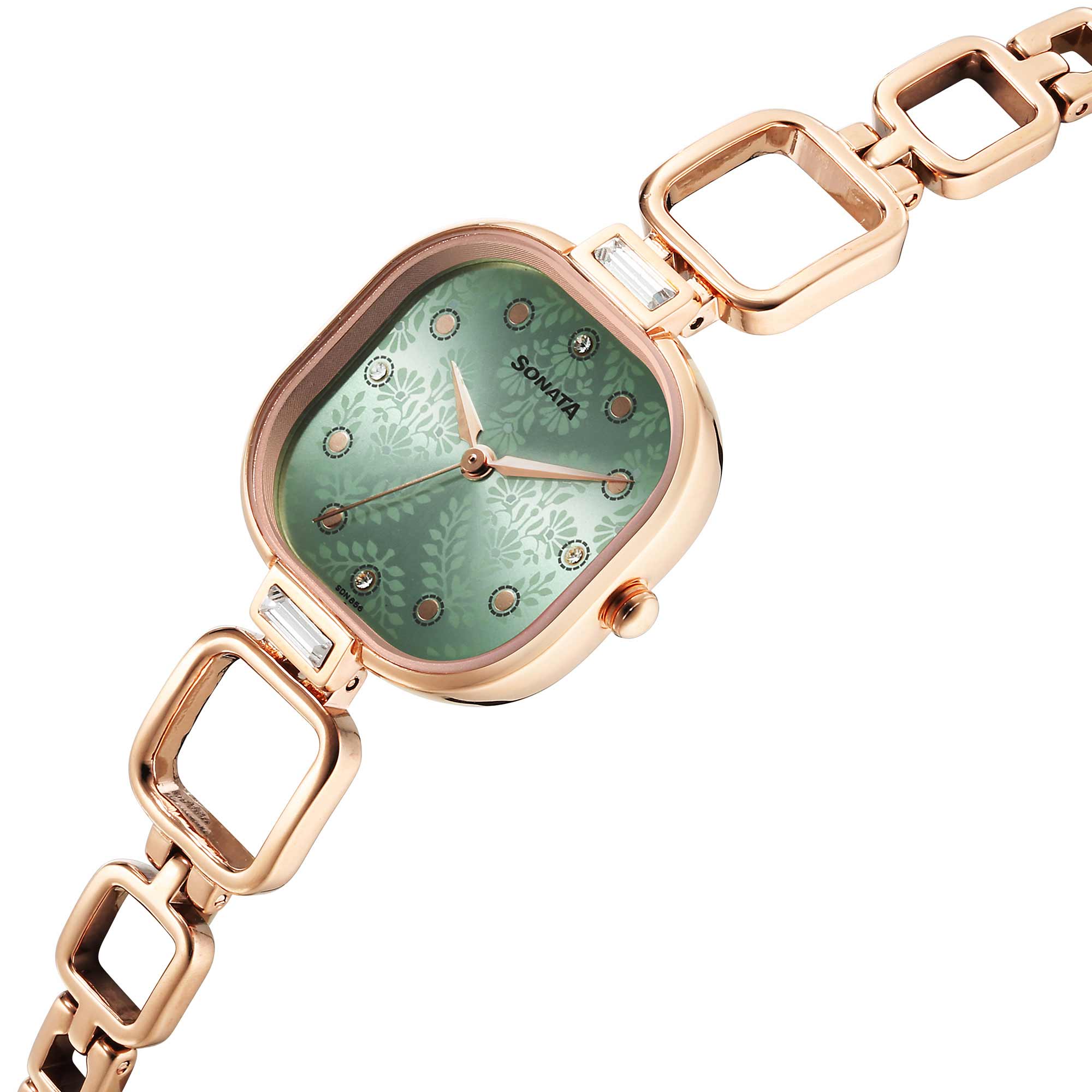 Sonata Wedding Quartz Analog Green Dial Metal Strap Watch for Women - Image 3