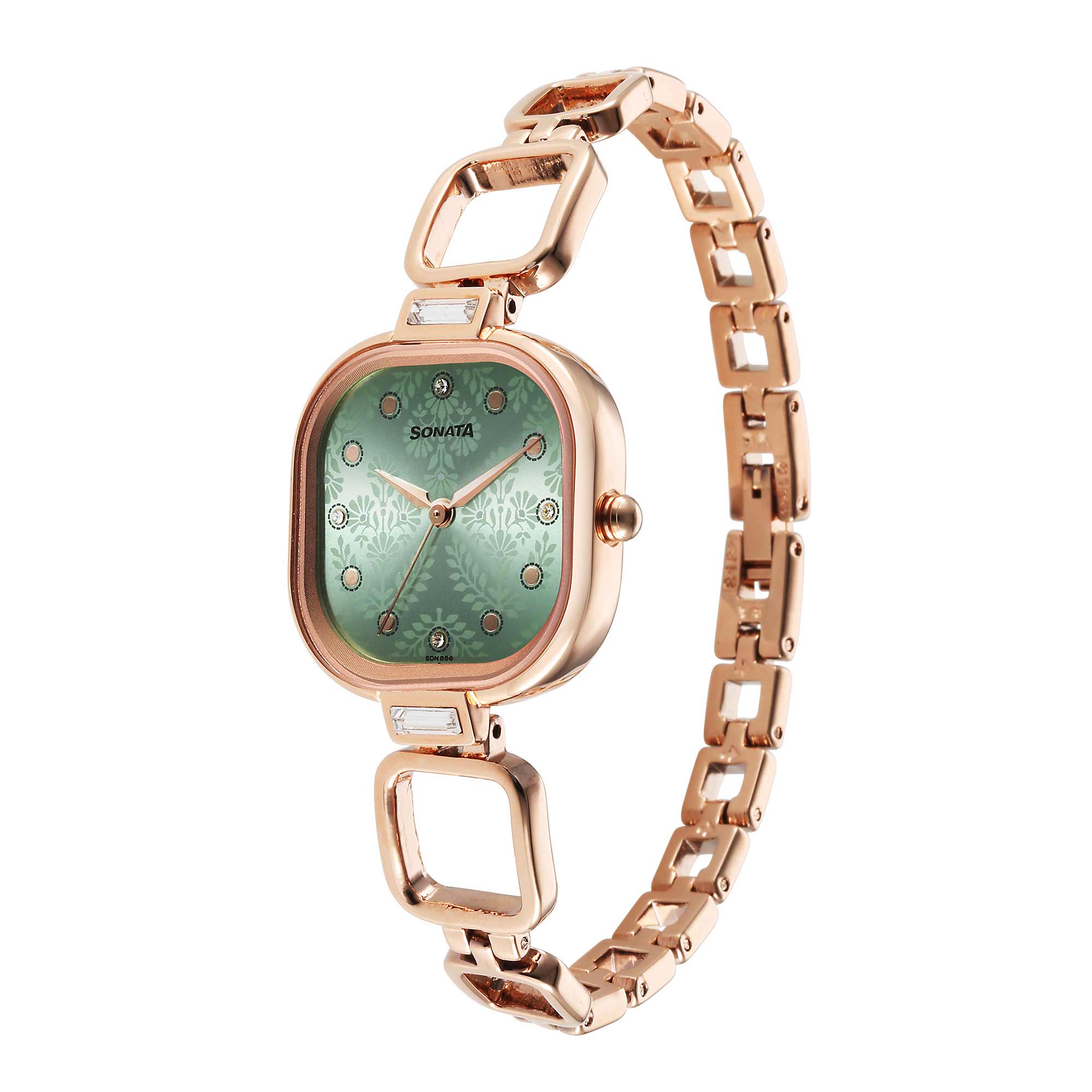 Sonata Wedding Quartz Analog Green Dial Metal Strap Watch for Women - Image 4