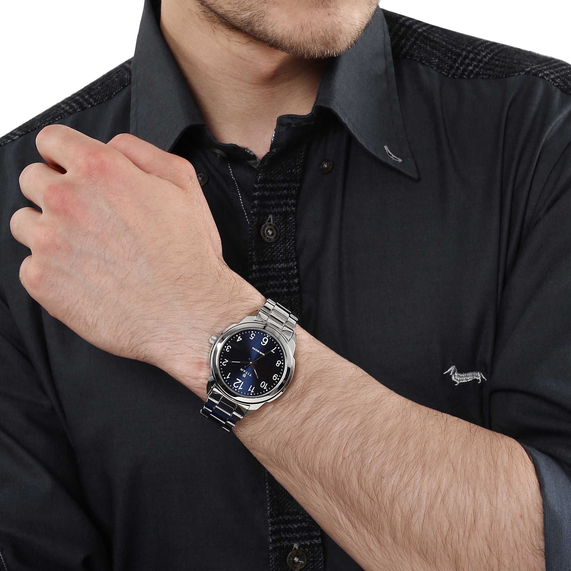 Titan Analog Blue Dial Stainless Steel Strap watch for Men - Image 6