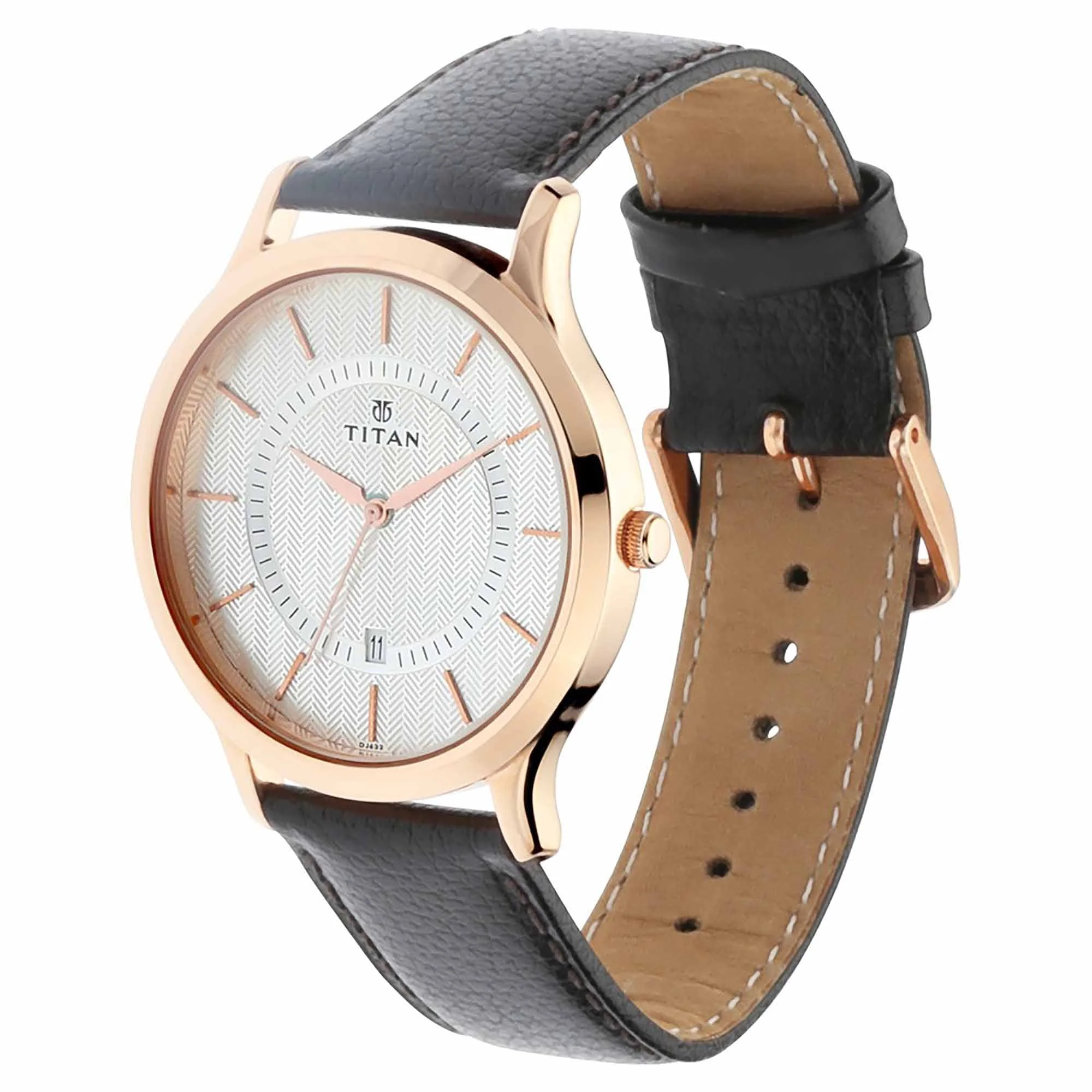 Titan Analog with Date Silver Dial Quartz Leather Strap watch for Men - Image 2