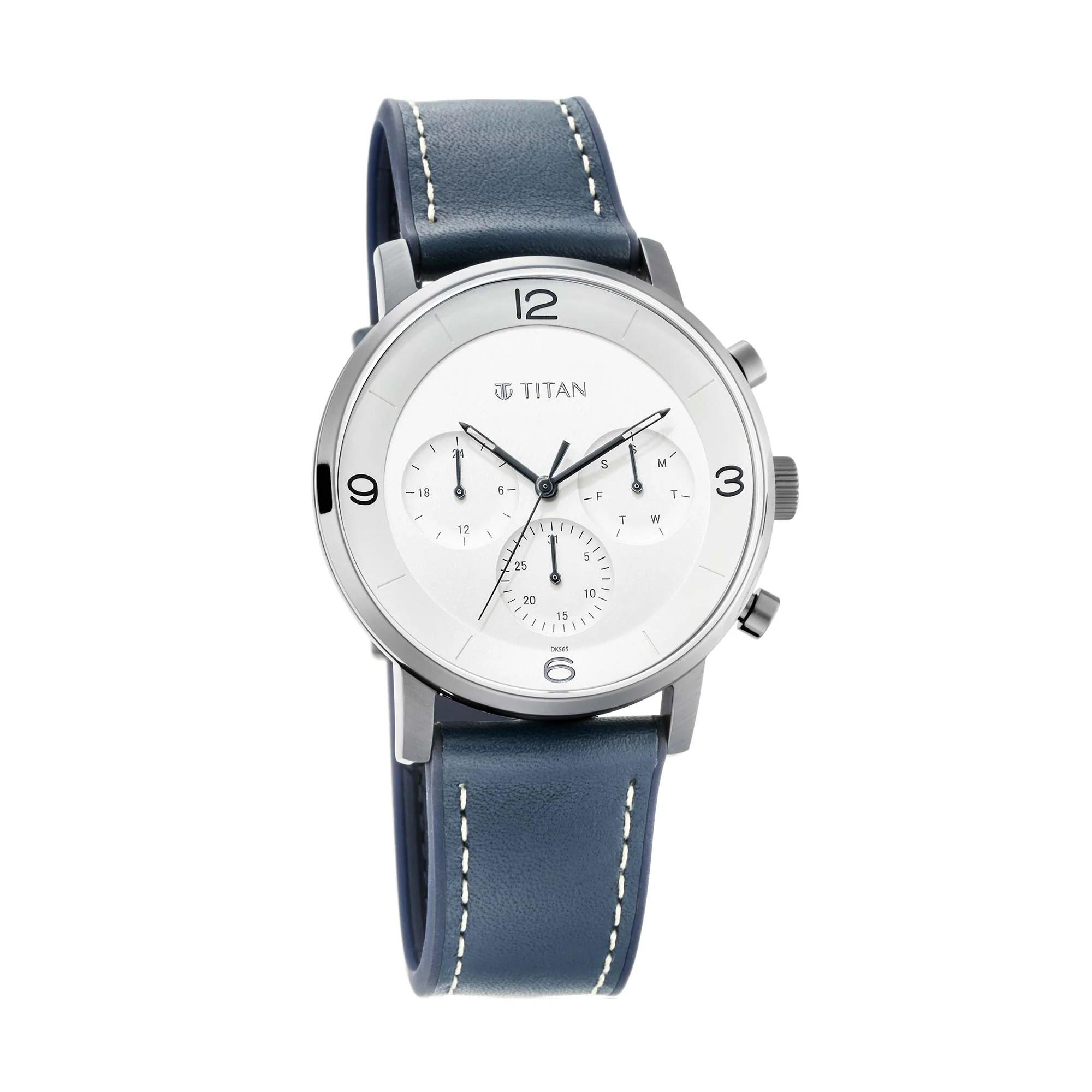 Titan Athleisure Silver Dial Multi Leather Strap Watch for Men - Image 2