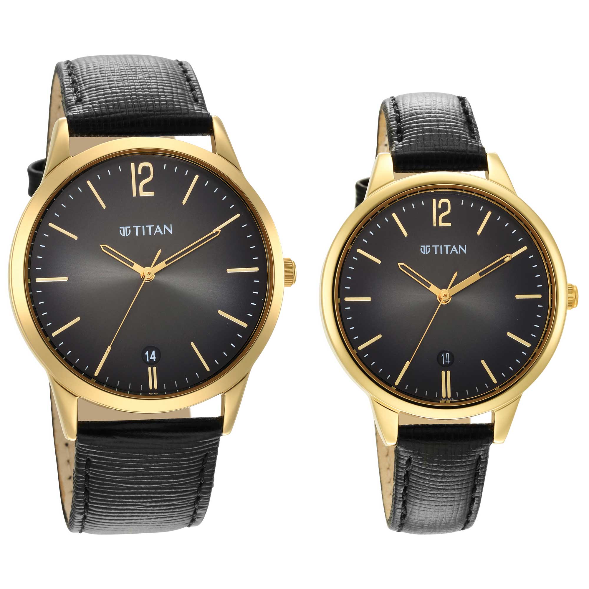 Titan Bandhan Anthracite Dial Analog Leather Strap watch for Couple - Image 3
