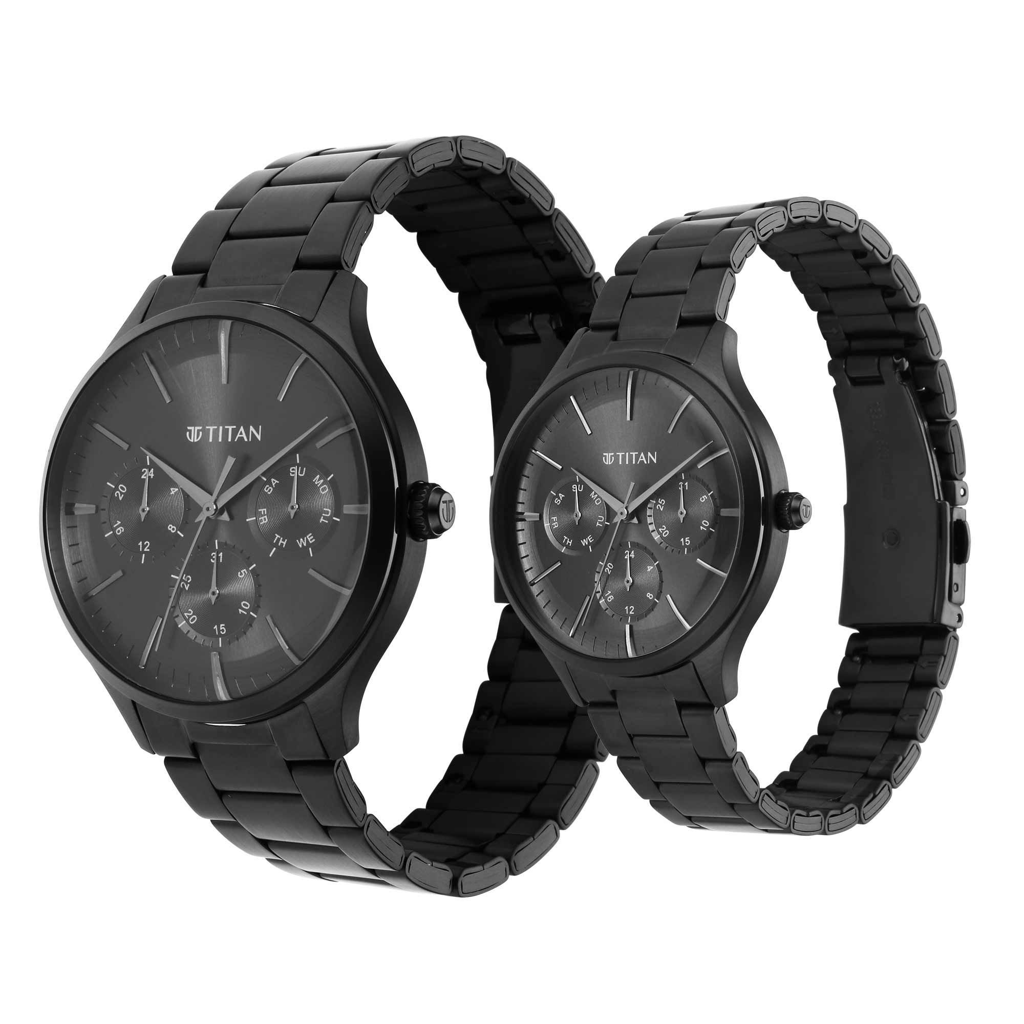 Titan Bandhan Black Dial Multi Stainless Steel Strap watch for Couple. - Image 3