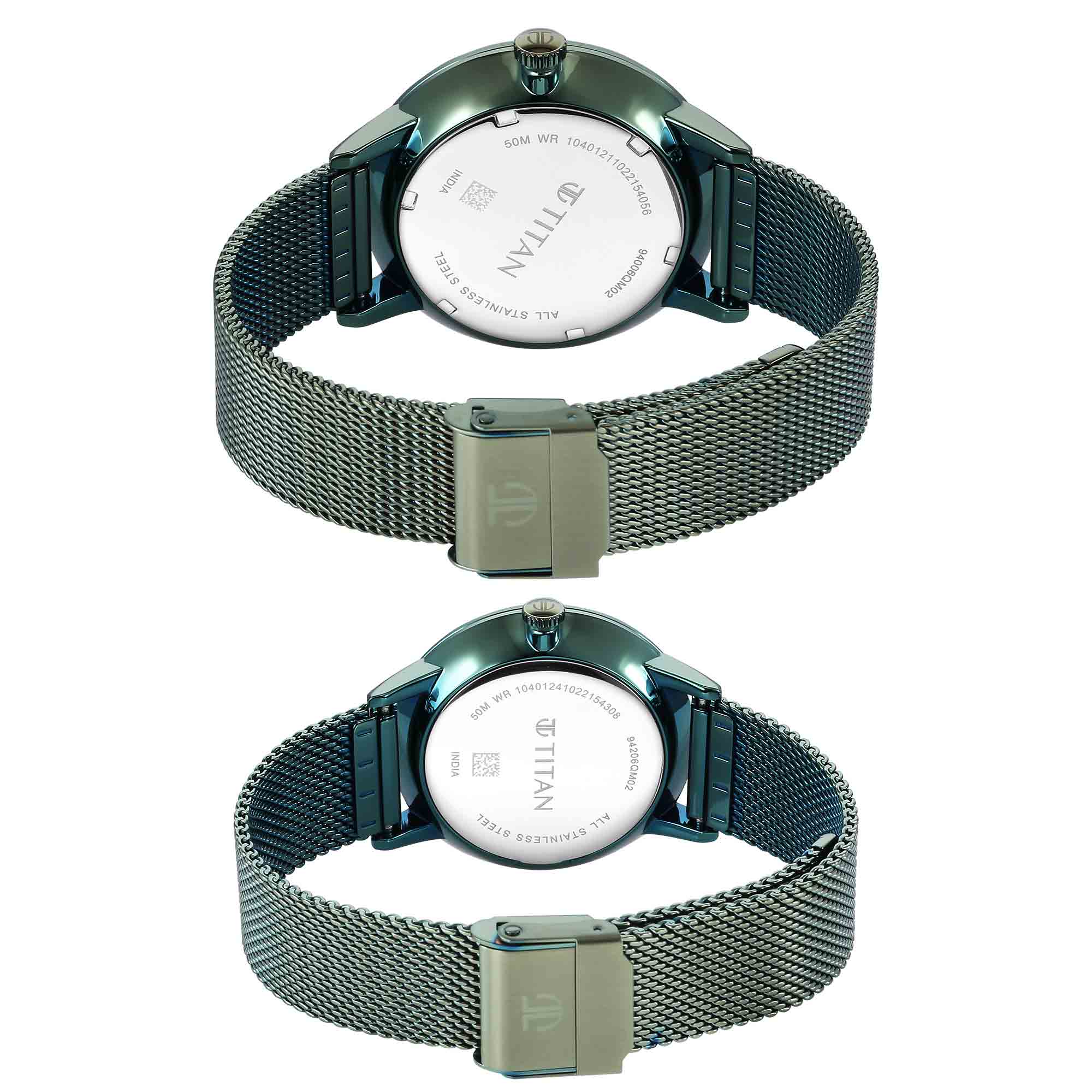 Titan Bandhan Green Dial Multi Stainless Steel Strap watch for Couple - Image 6