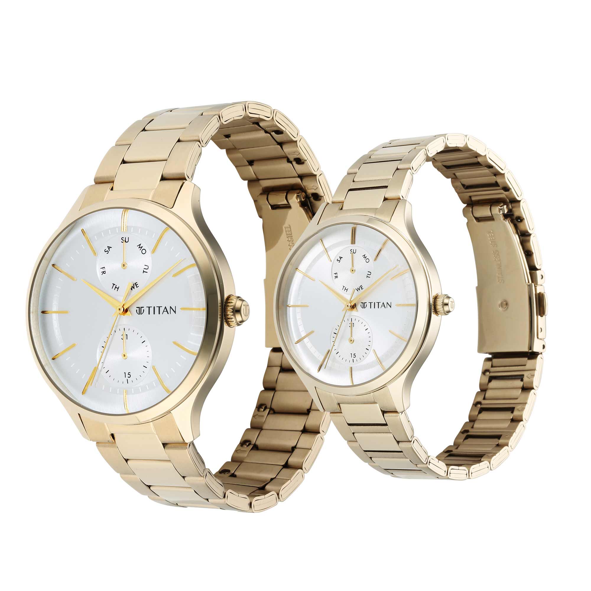 Titan Bandhan Silver Dial Multi Stainless Steel Strap watch for Couple. - Image 3