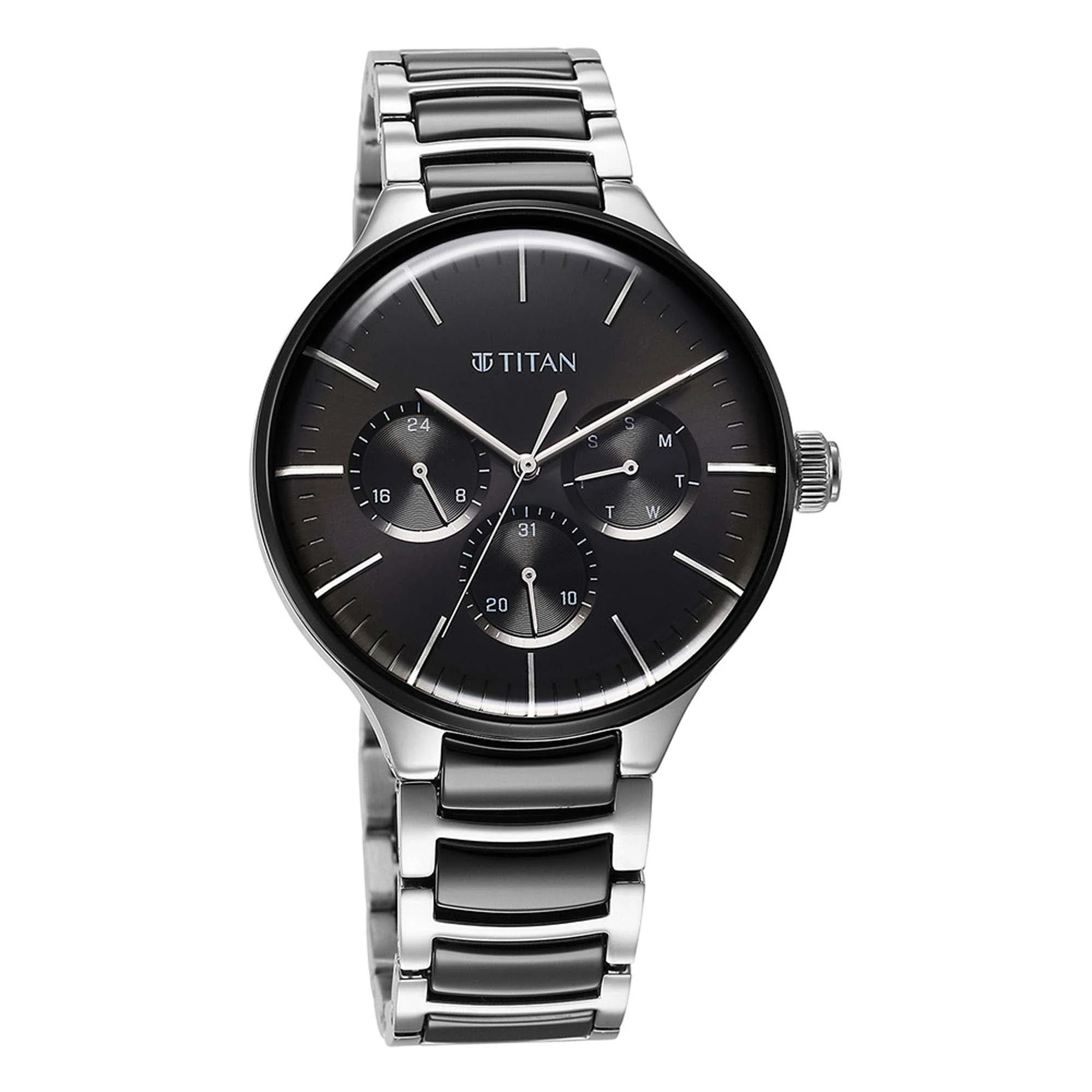 Titan Ceramic Fusion Black Dial Multi Stainless Steel Strap watch for Men - Image 3