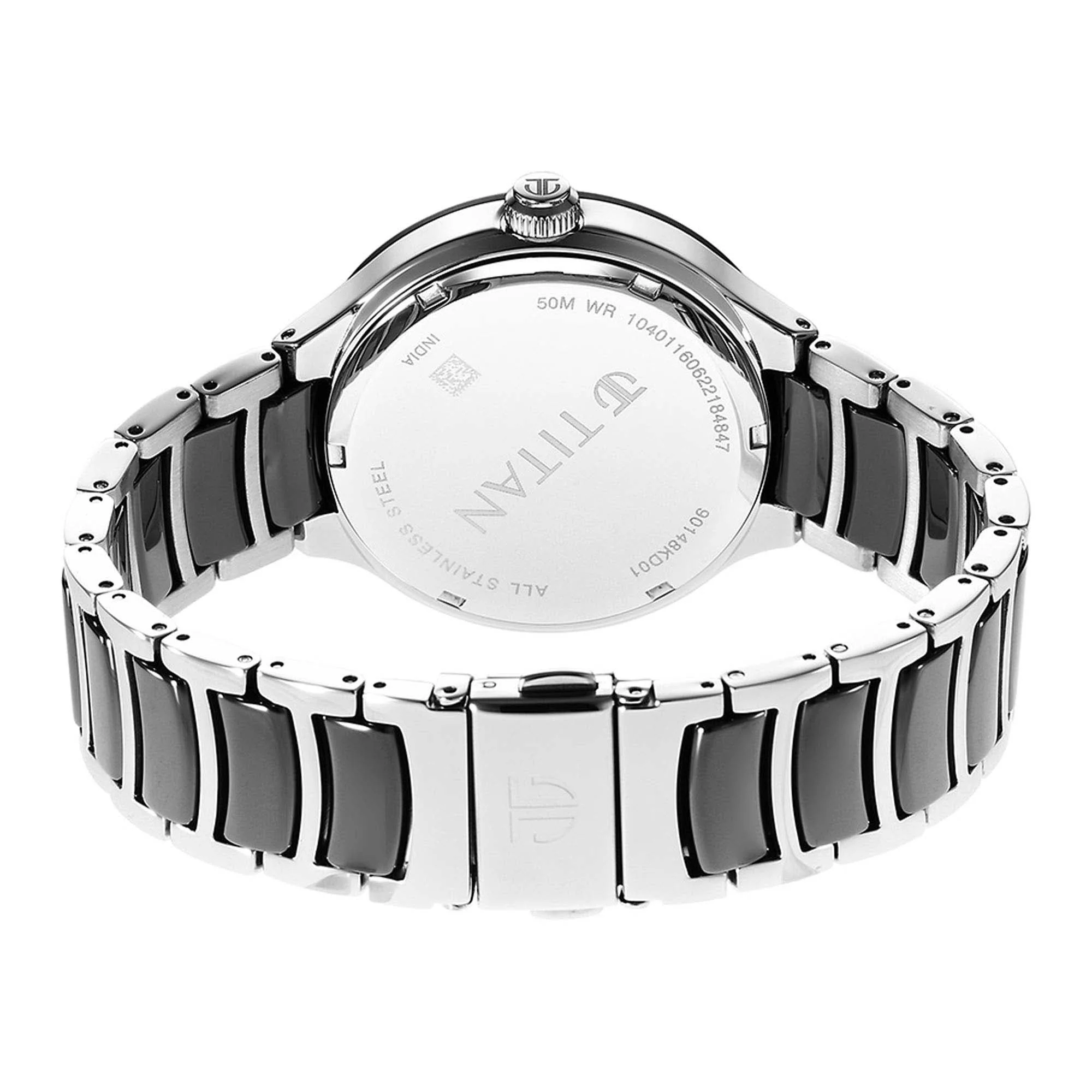 Titan Ceramic Fusion Black Dial Multi Stainless Steel Strap watch for Men - Image 6