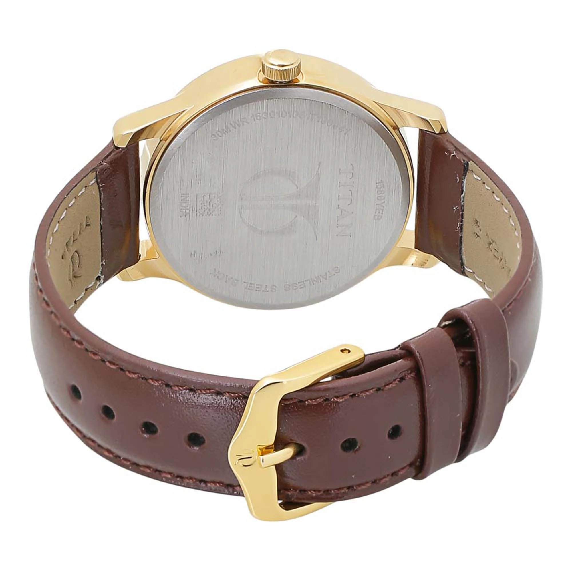 Titan Champagne Dial Analog Day and Date Leather Strap watch for Men - Image 4