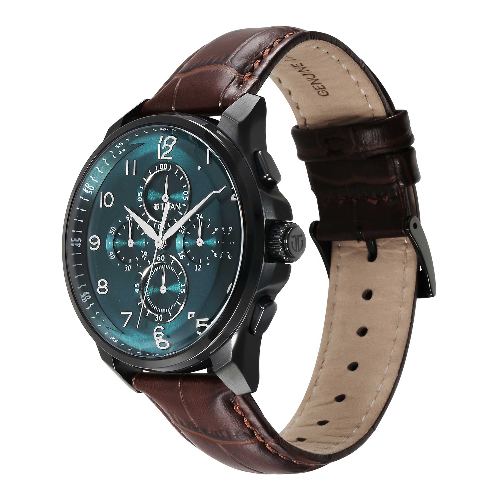 Titan Classic Chrono Blue Dial Multi Stainless Steel Strap watch for Men - Image 4