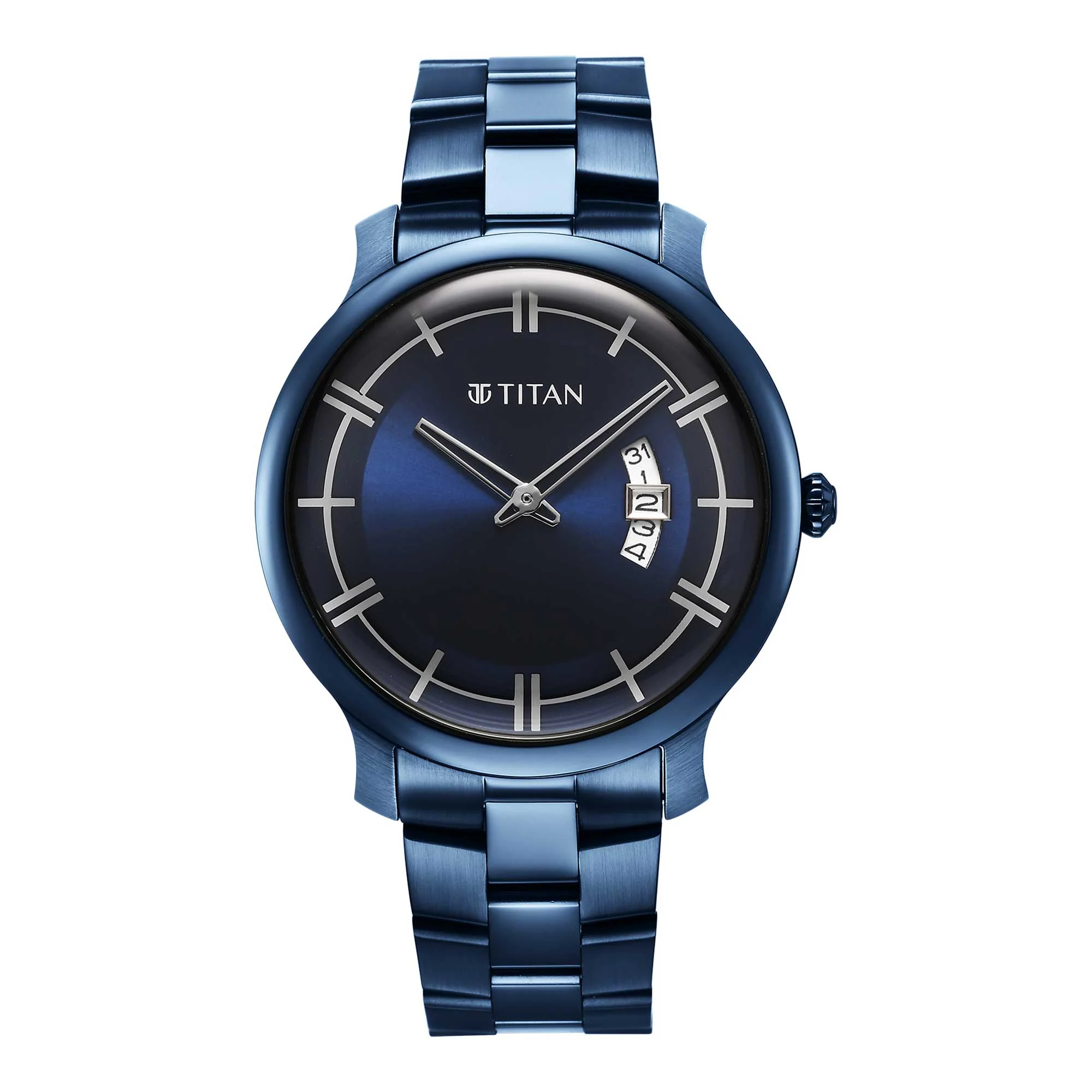 Titan Classic Distincta Blue Dial Analog with Date Stainless Steel Strap watch for Men - Image 2