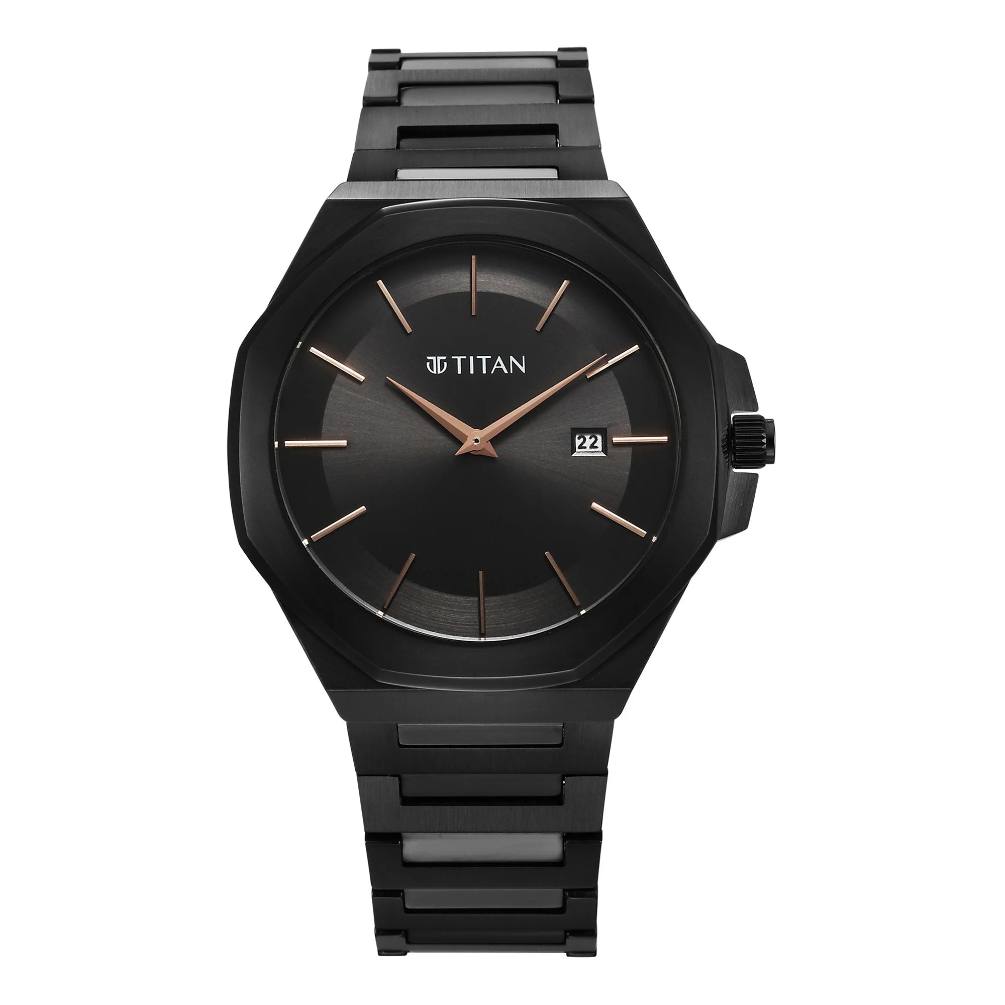Titan Classique Slim Quartz Analog with Date Black Dial Stainless Steel Strap Watch for Men - Image 3