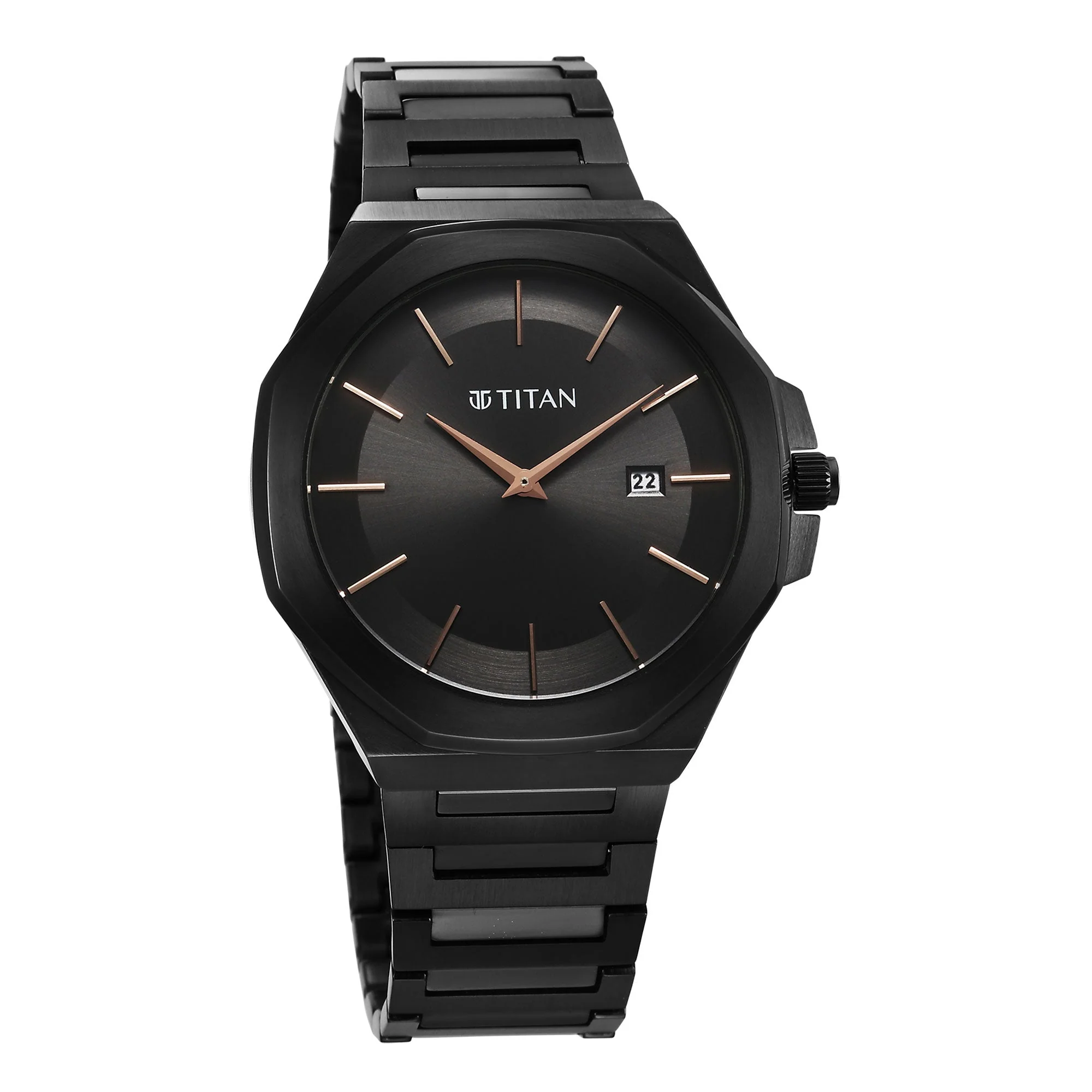 Titan Classique Slim Quartz Analog with Date Black Dial Stainless Steel Strap Watch for Men - Image 4