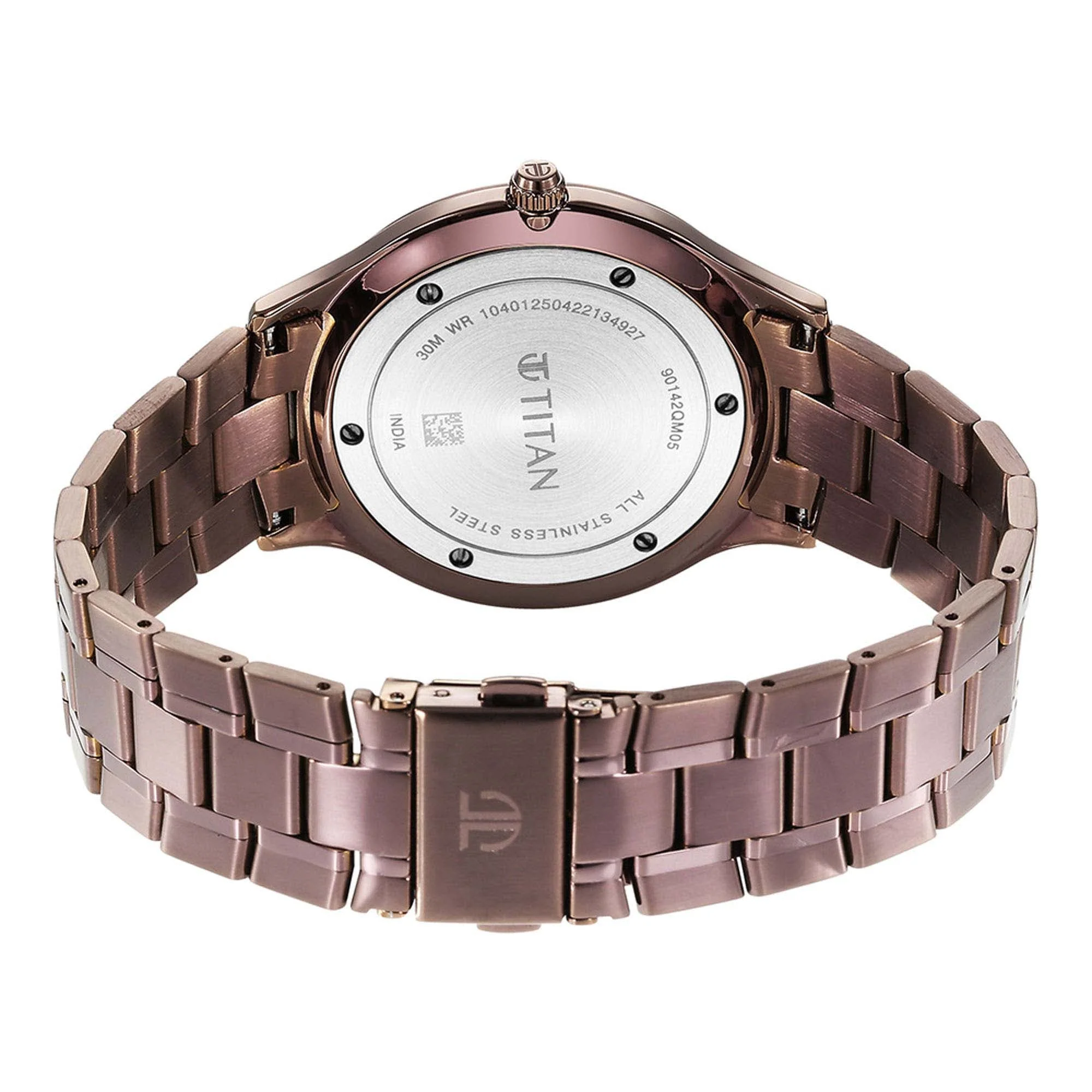 Titan Classique Slimline Brown Dial Analog with Day and Date Stainless Steel Strap Watch for Men - Image 6