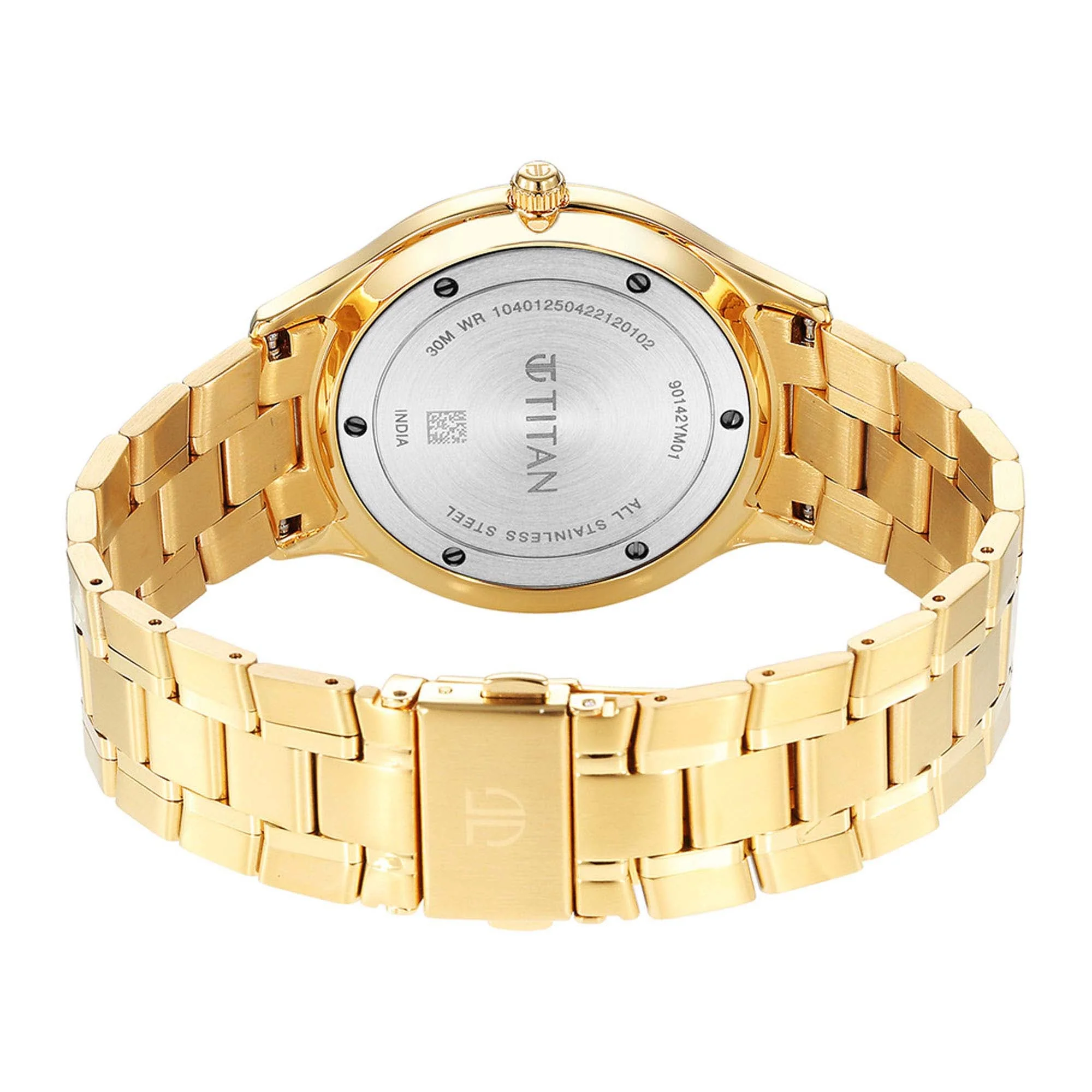 Titan Classique Slimline Champagne Dial Analog with Day and Date Stainless Steel Strap Watch for Men - Image 6
