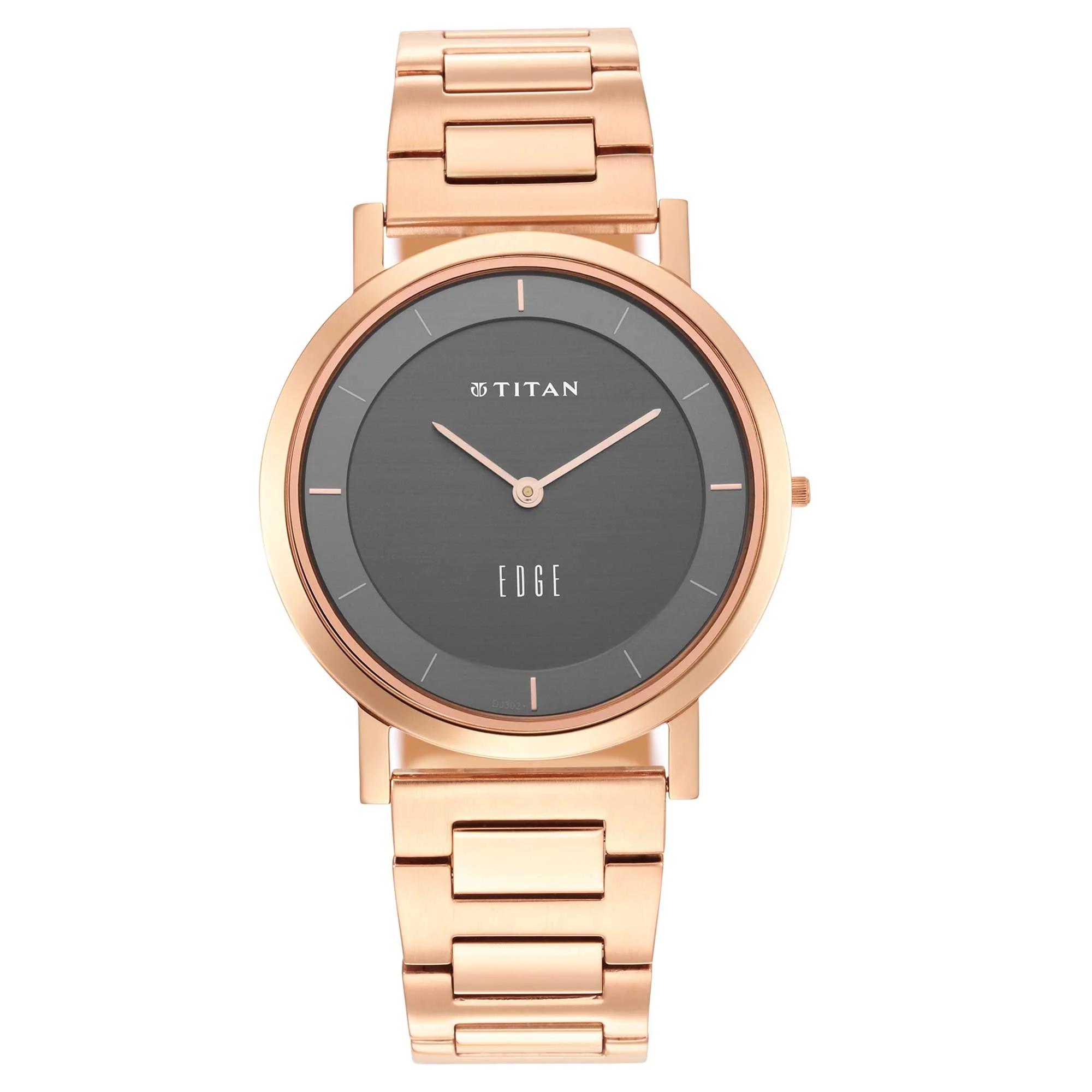 Titan Edge Anthracite Dial Quartz Stainless Steel Strap Watch for Men - Image 2