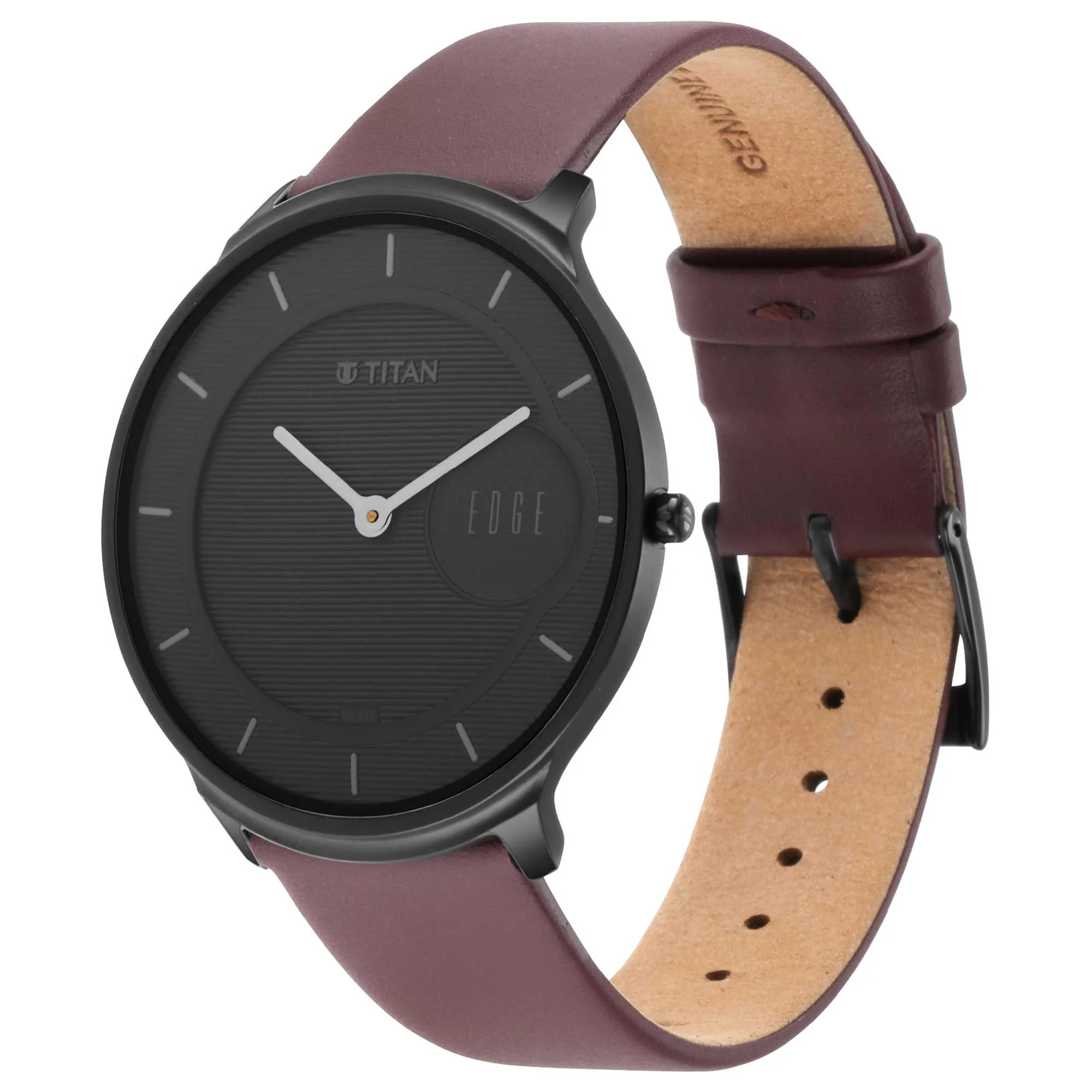 Titan Edge Baseline Black Dial Analog Leather Strap watch for Men - Image 2