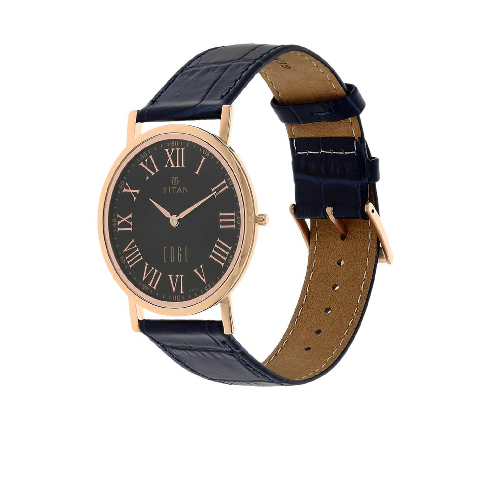 Titan Edge Blue Dial Analog Leather Strap Watch for Men - Image 3