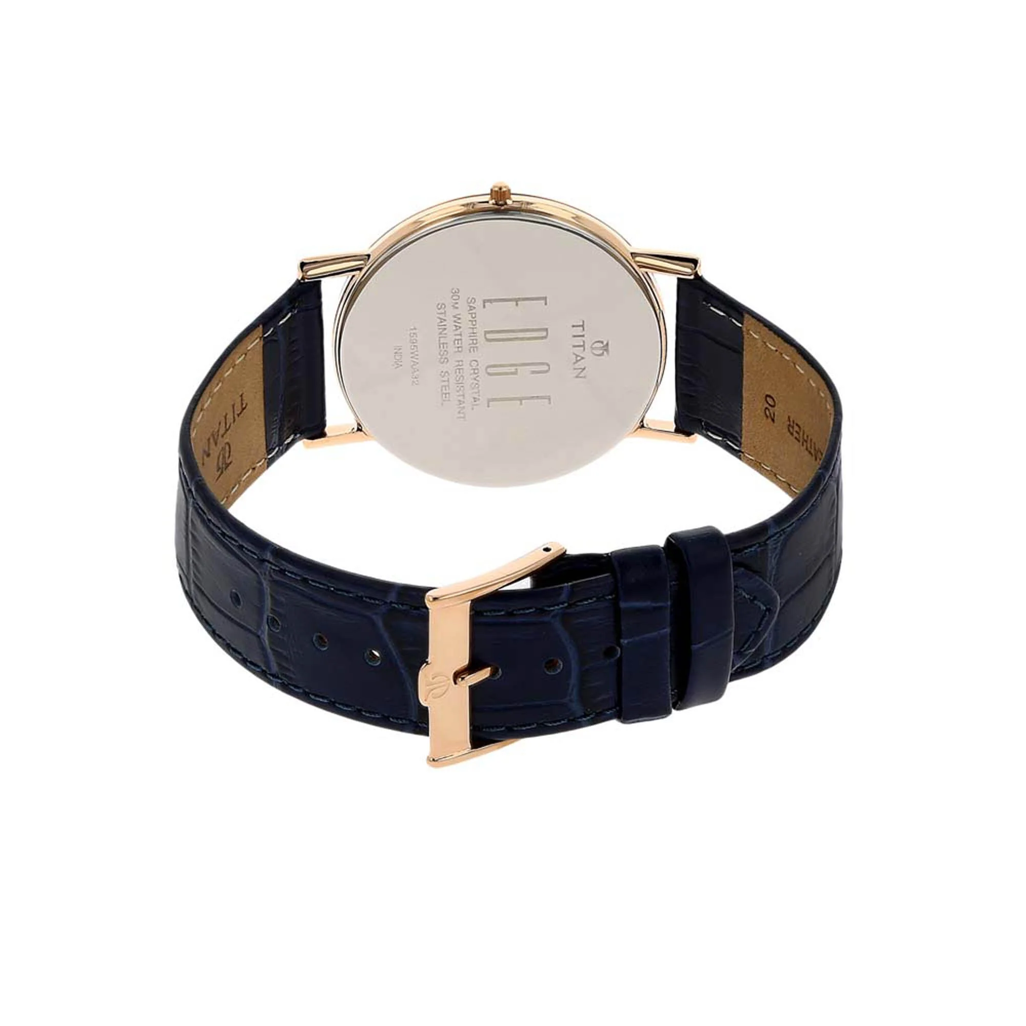 Titan Edge Blue Dial Analog Leather Strap Watch for Men - Image 5