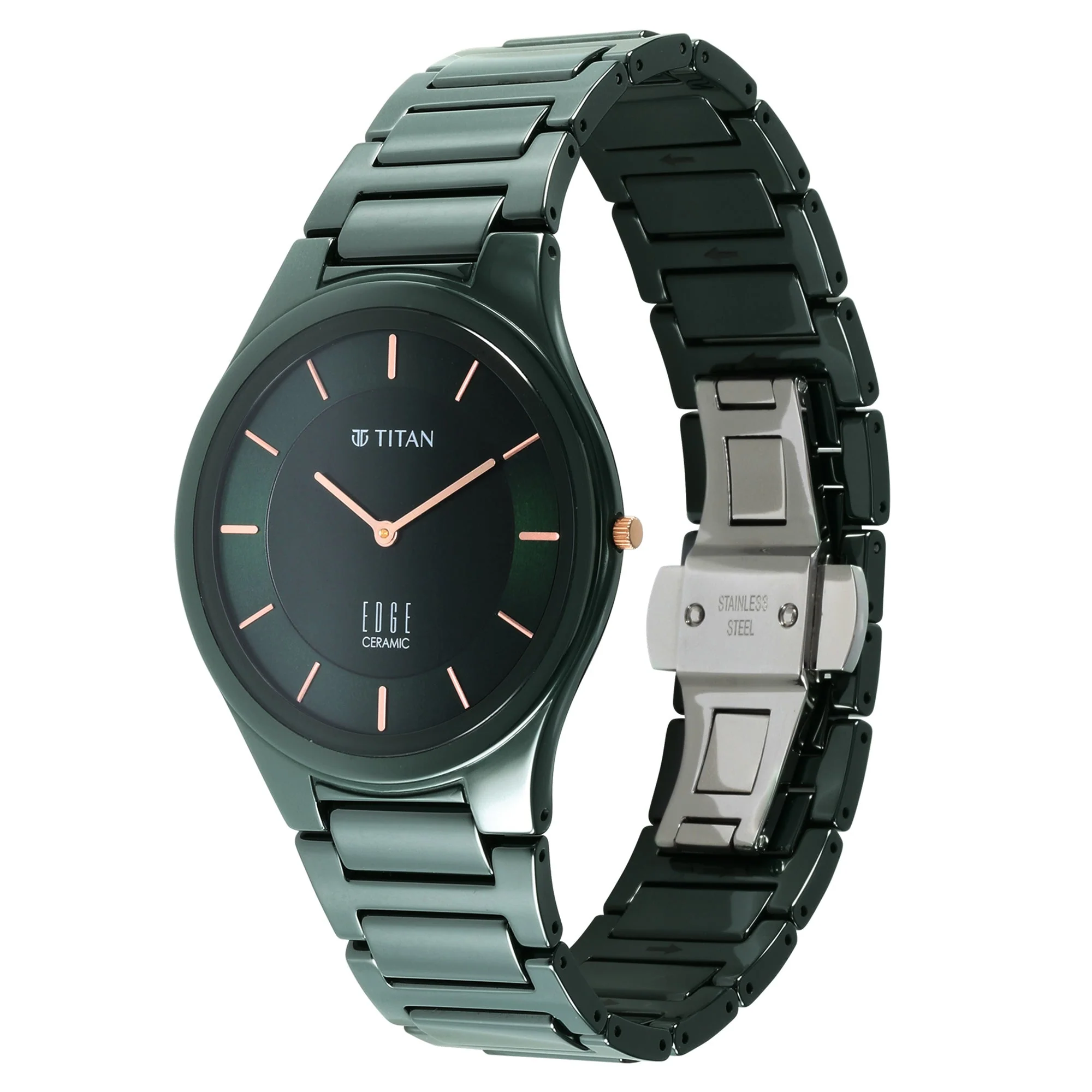 Titan Edge Ceramic Green Dial Analog Ceramic Strap watch for Men - Image 4