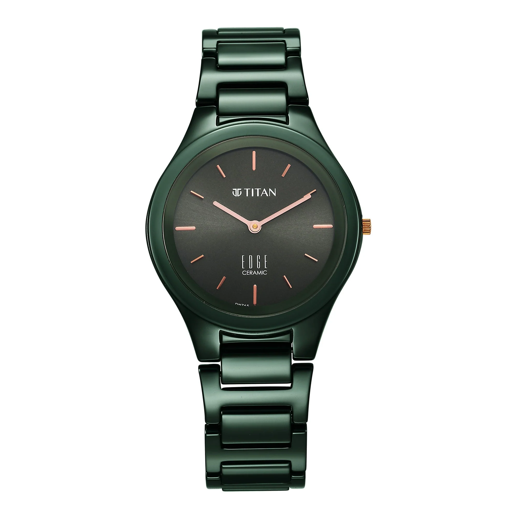 Titan Edge Ceramic Quartz Analog Green Dial Ceramic Strap Watch for Women - Image 2