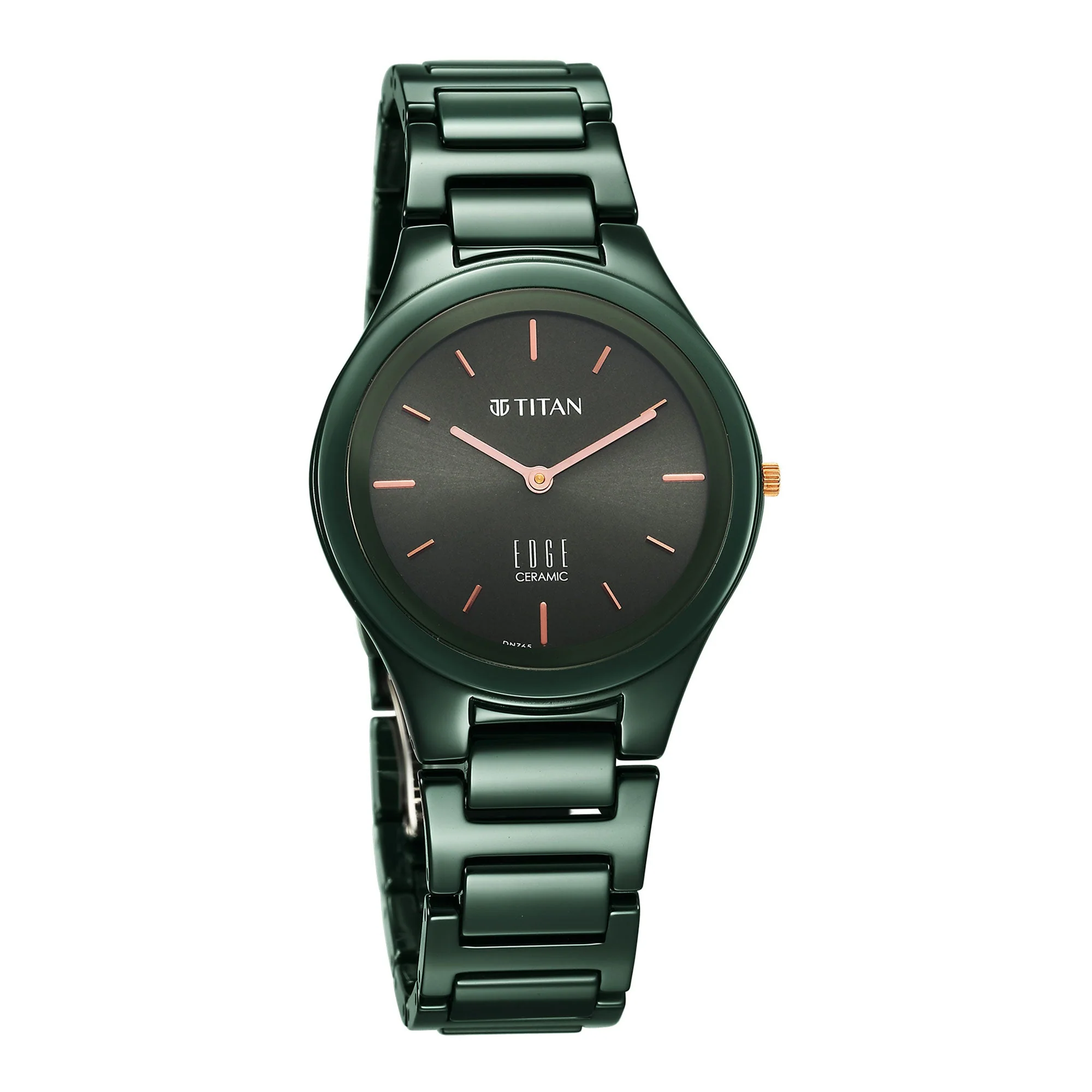 Titan Edge Ceramic Quartz Analog Green Dial Ceramic Strap Watch for Women - Image 3