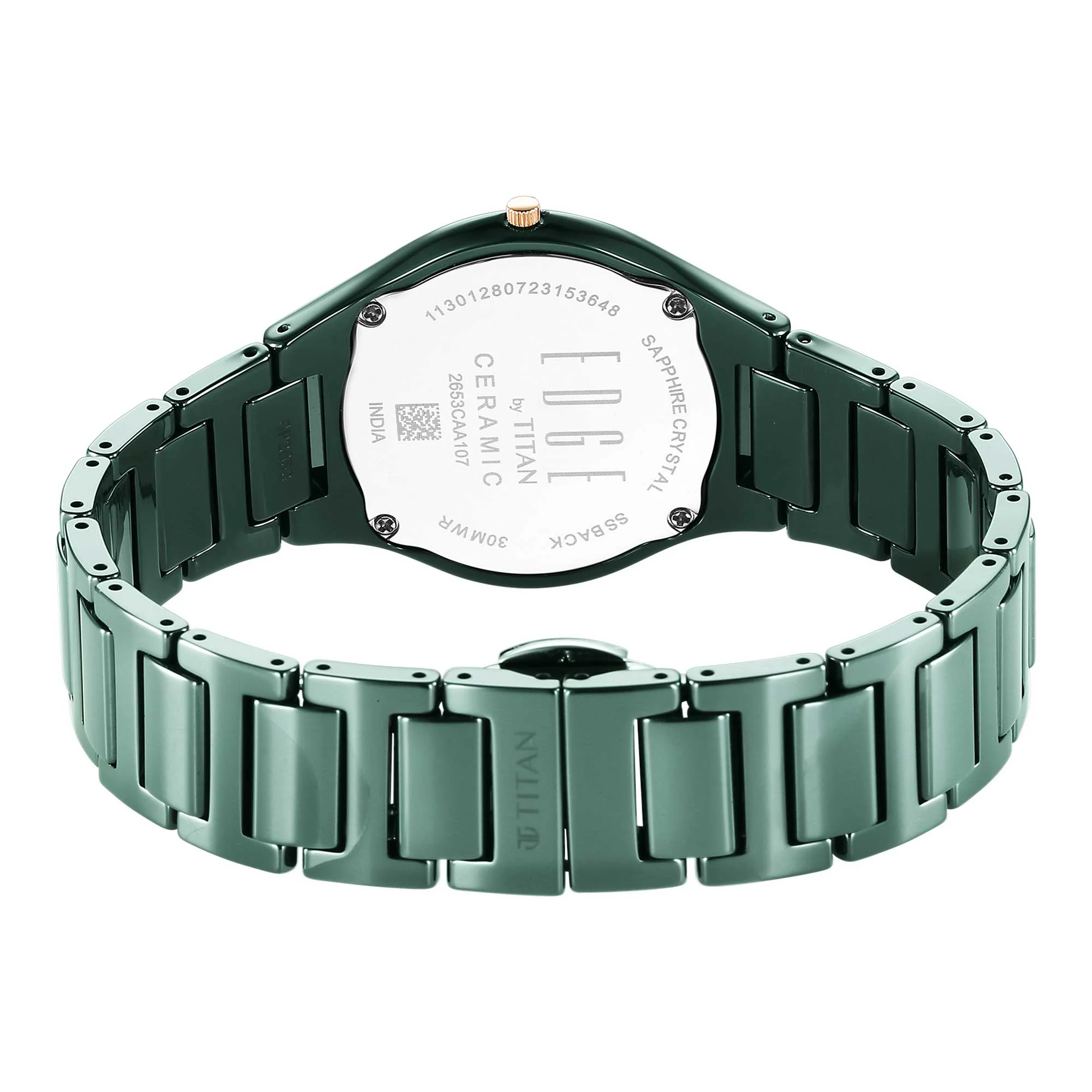 Titan Edge Ceramic Quartz Analog Green Dial Ceramic Strap Watch for Women - Image 6