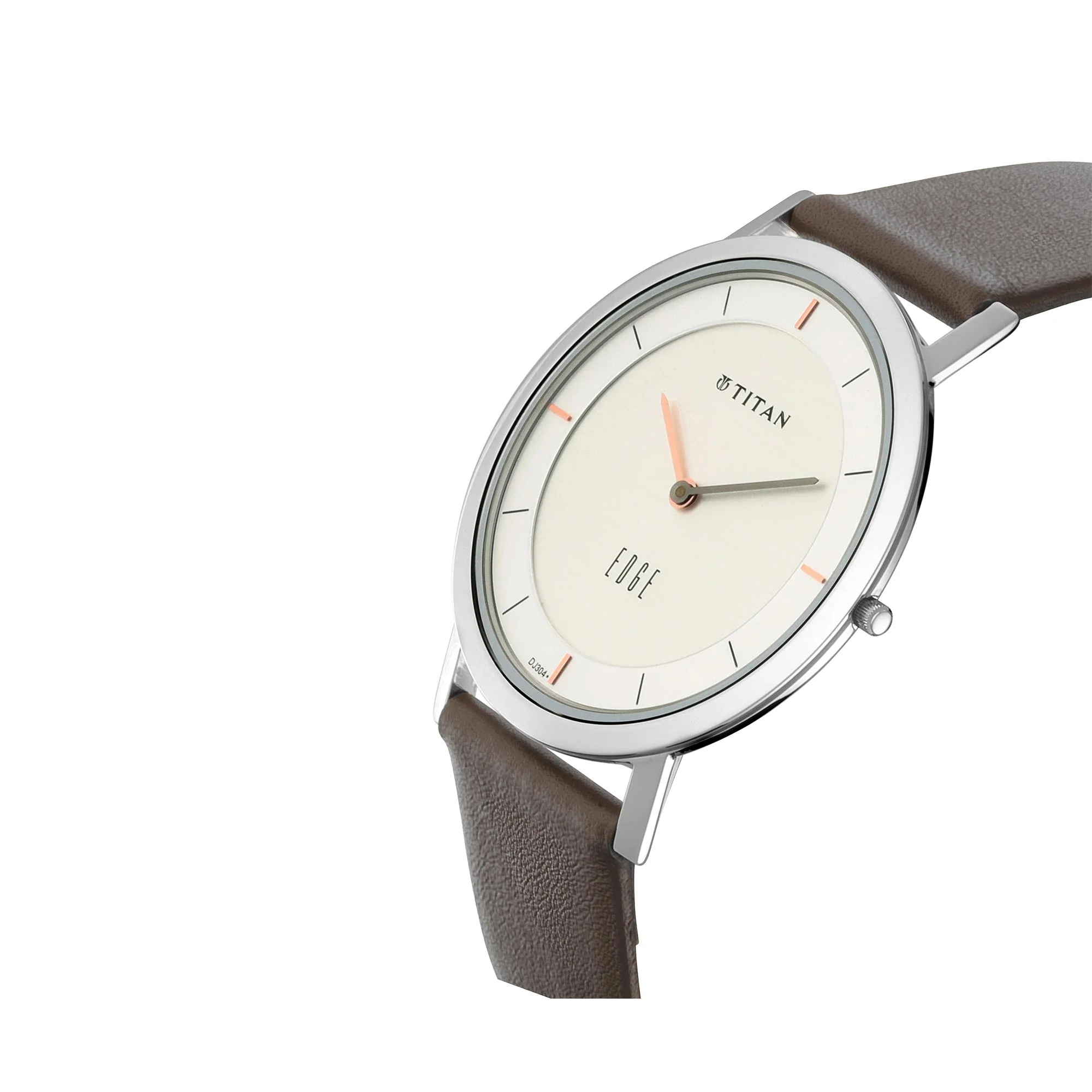 Titan Edge SilverDial Analog Stainless Steel Leather Strap Watch for Men - Image 3