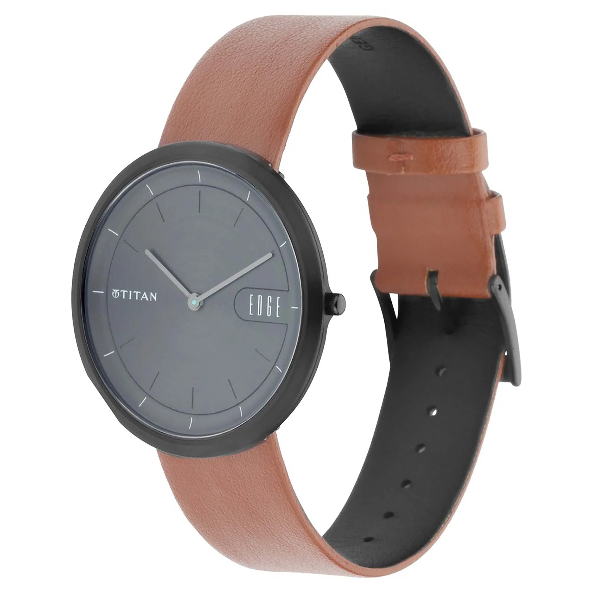 Titan Edge Zen Anthracite Dial Analog Leather Strap watch for Men - Image 3