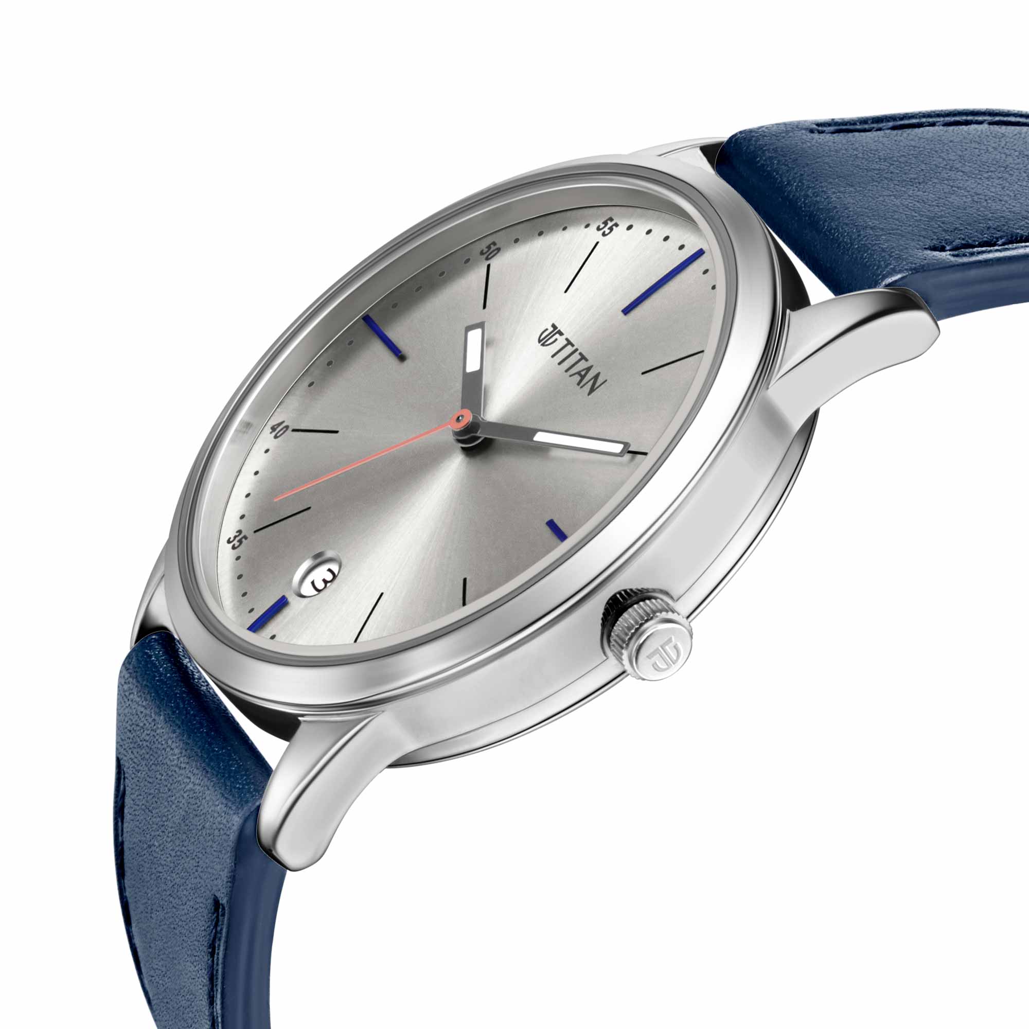 Titan Elmnt Blue Dial Analog Leather Strap watch for Men - Image 3