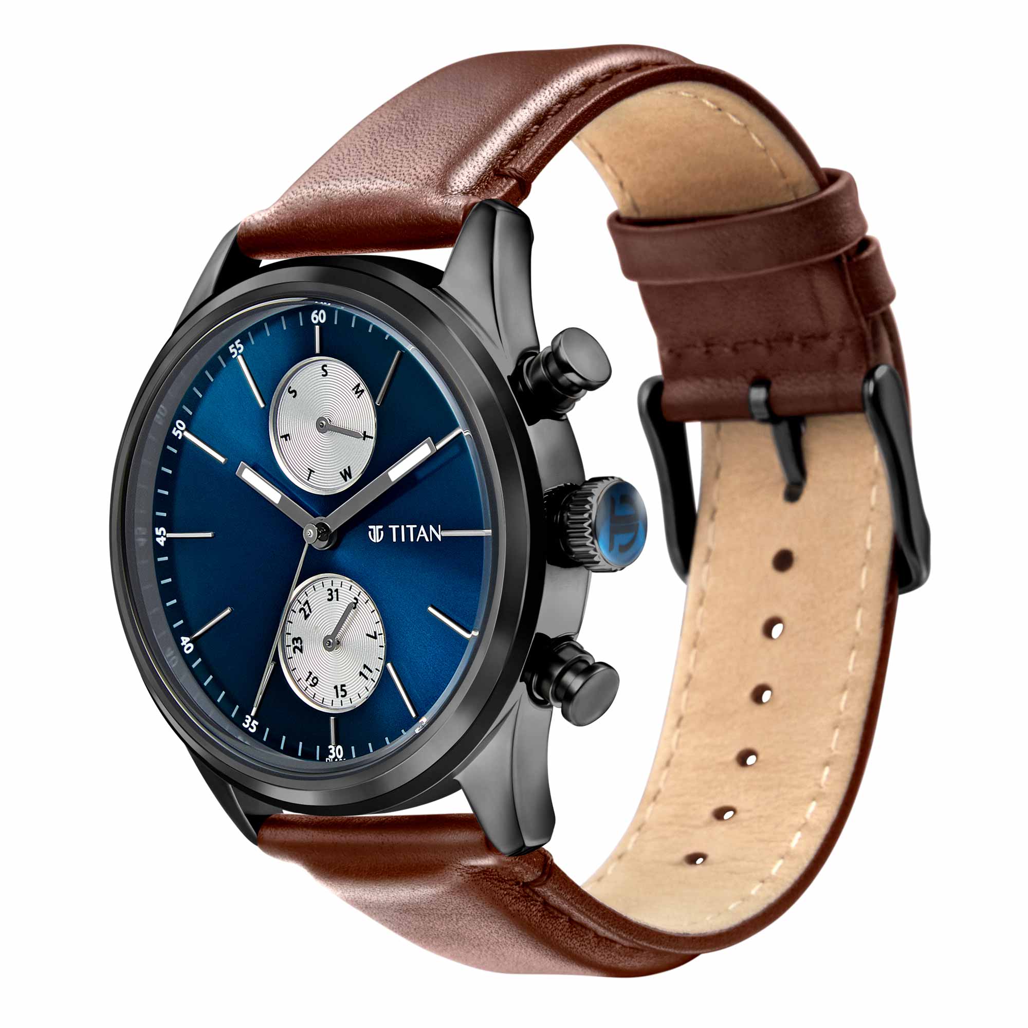 Titan Elmnt Brown Dial Analog Leather Strap Watch for Men - Image 3