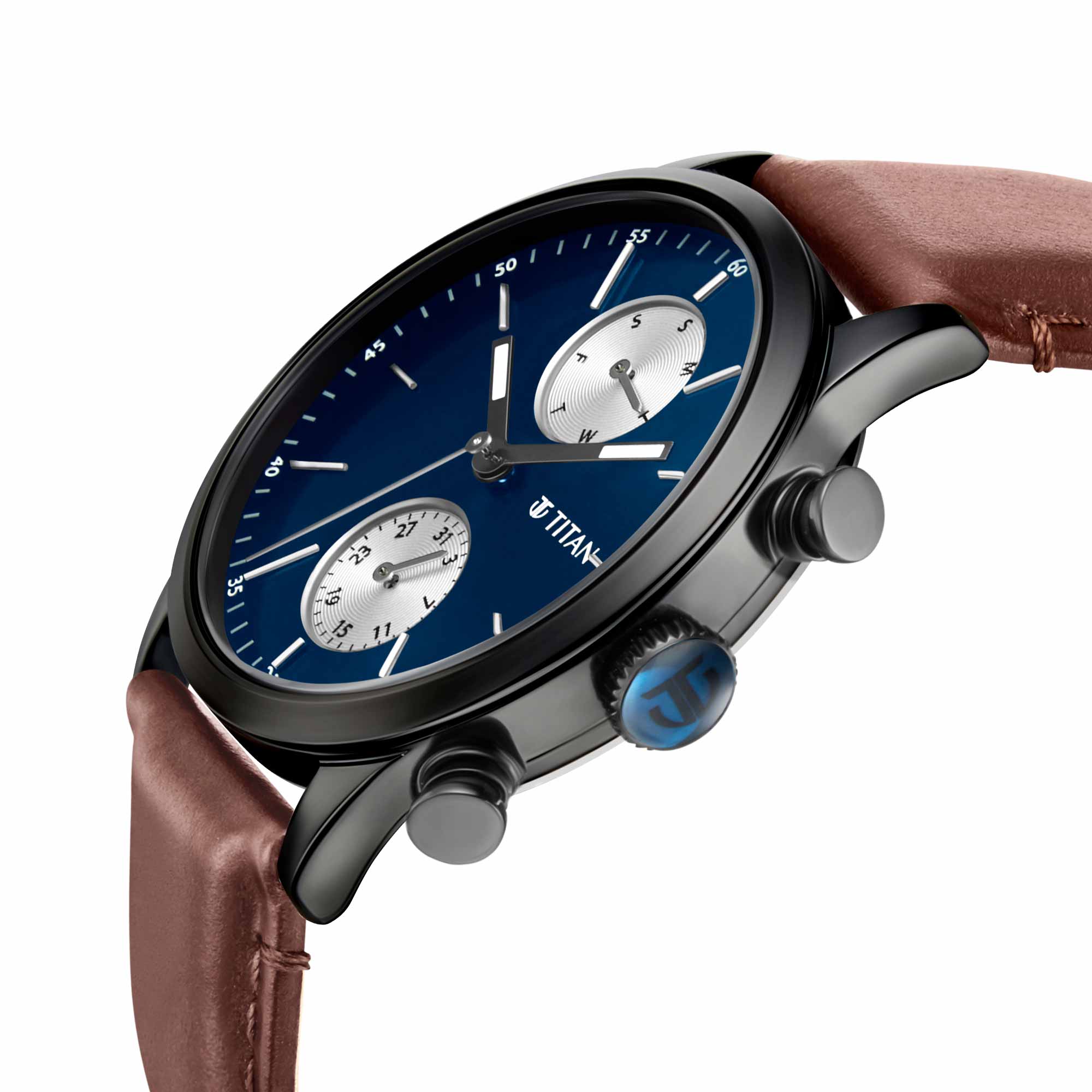 Titan Elmnt Brown Dial Analog Leather Strap Watch for Men - Image 4