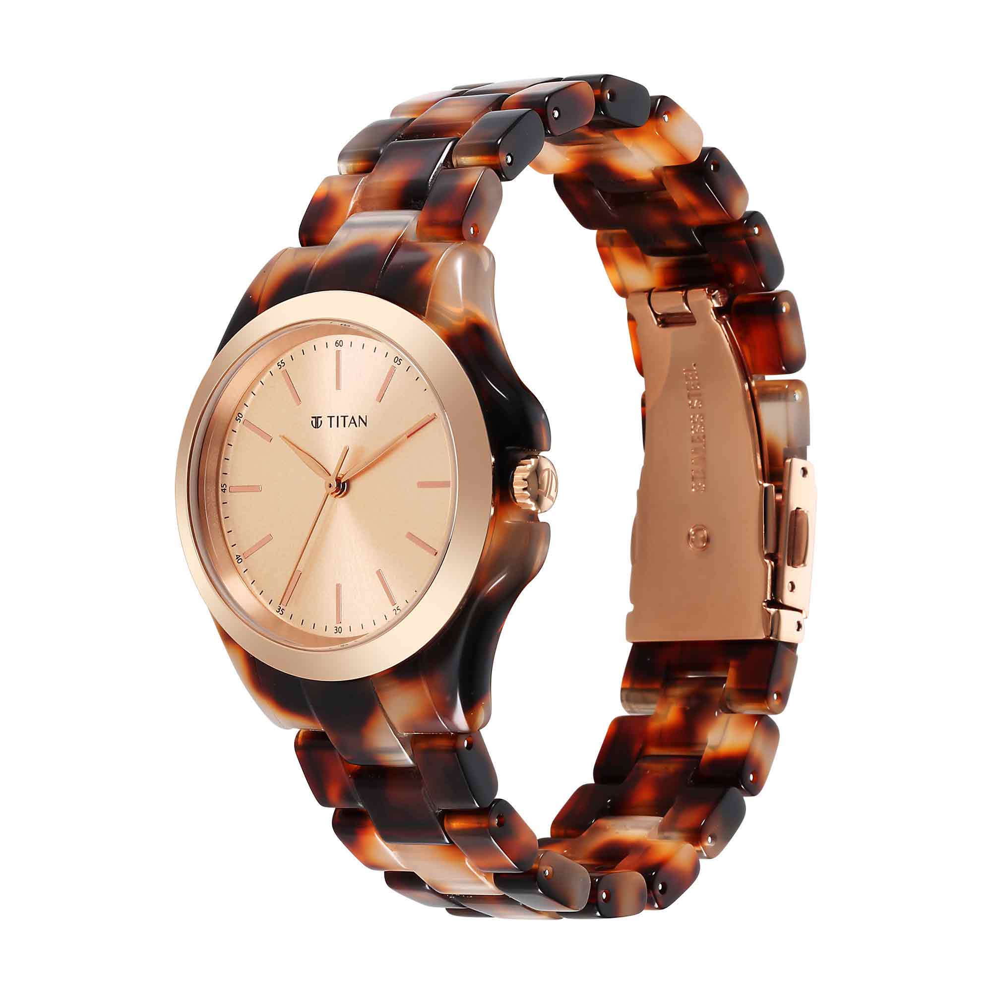 Titan Fashion Acetate Rose Gold Dial Analog Acetate Strap Watch for Women - Image 4