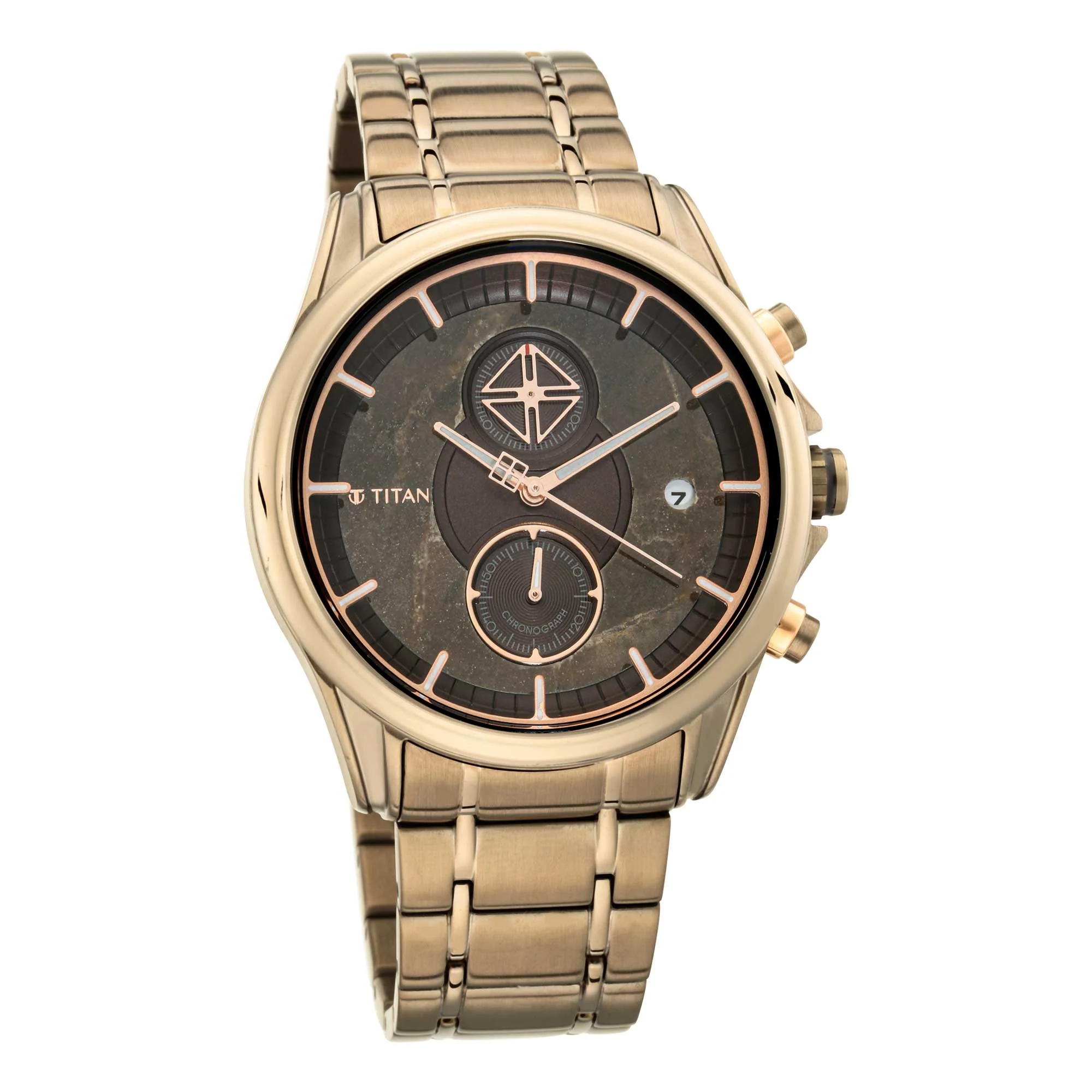 Titan Grandmaster Black Dial Chronograph Stainless Steel Strap watch for Men - Image 3