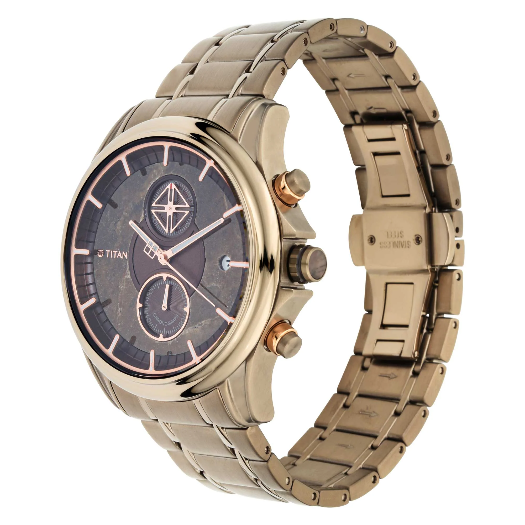 Titan Grandmaster Black Dial Chronograph Stainless Steel Strap watch for Men - Image 4