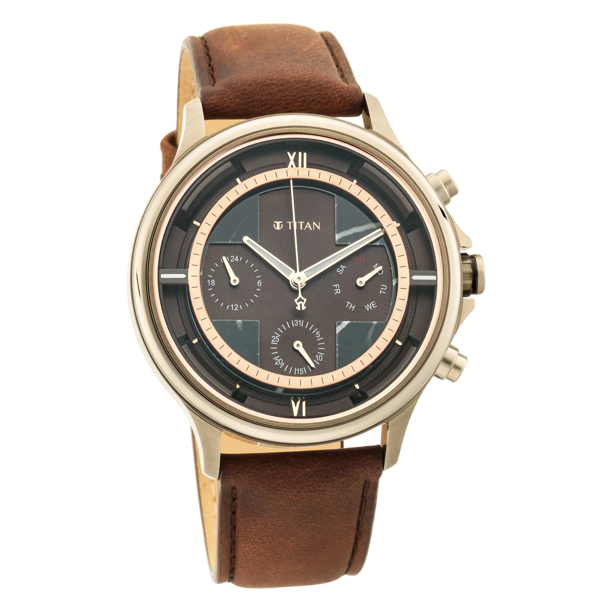 Titan Grandmaster Brown Dial Multi Leather Strap watch for Men - Image 3