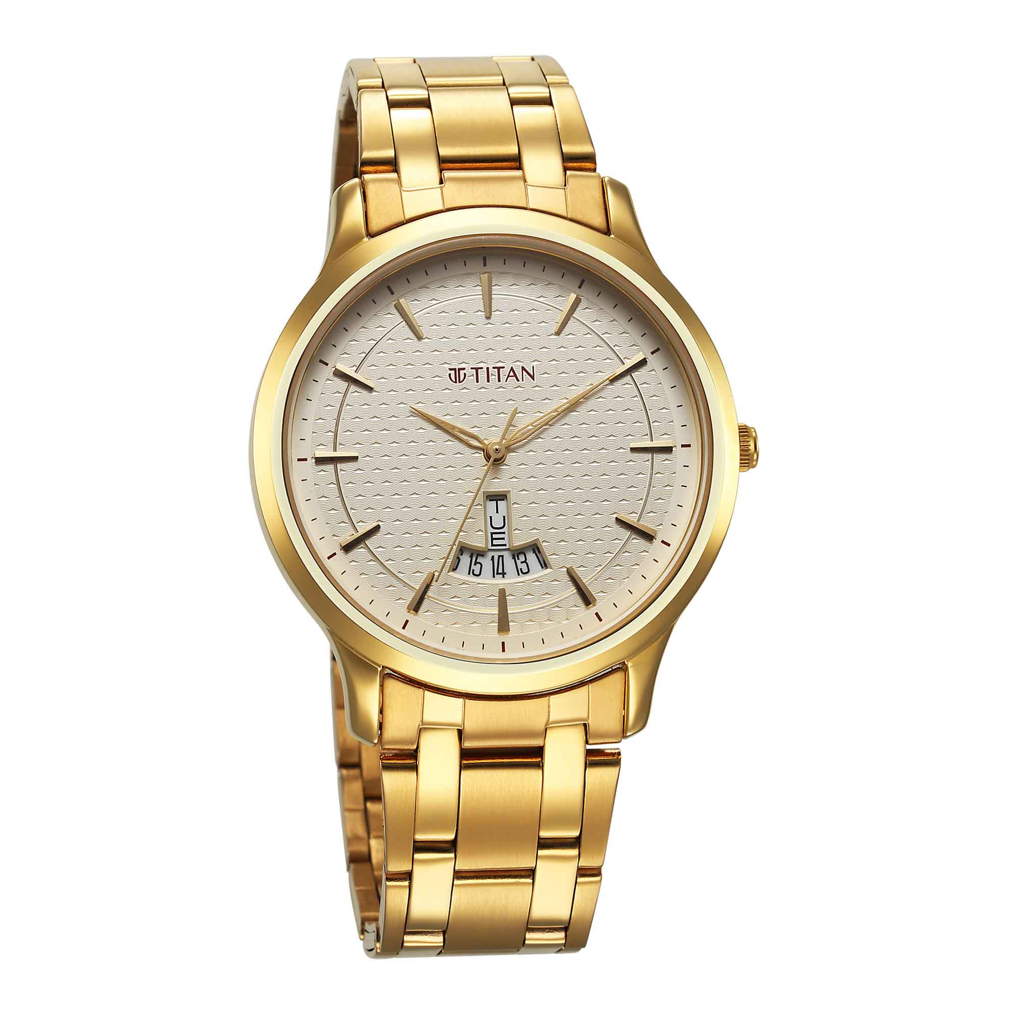 Titan Karishma Quartz Analog Champagne Dial Stainless Steel Strap Watch for Men - Image 3