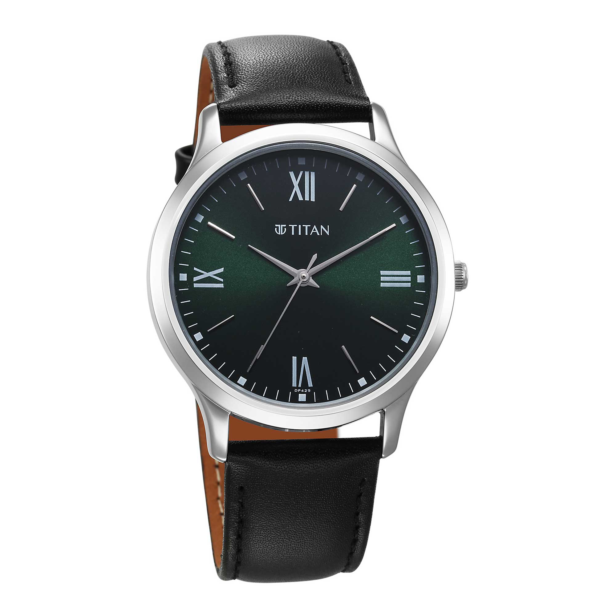 Titan Karishma Quartz Analog Green Dial Leather Strap Watch for Men - Image 3