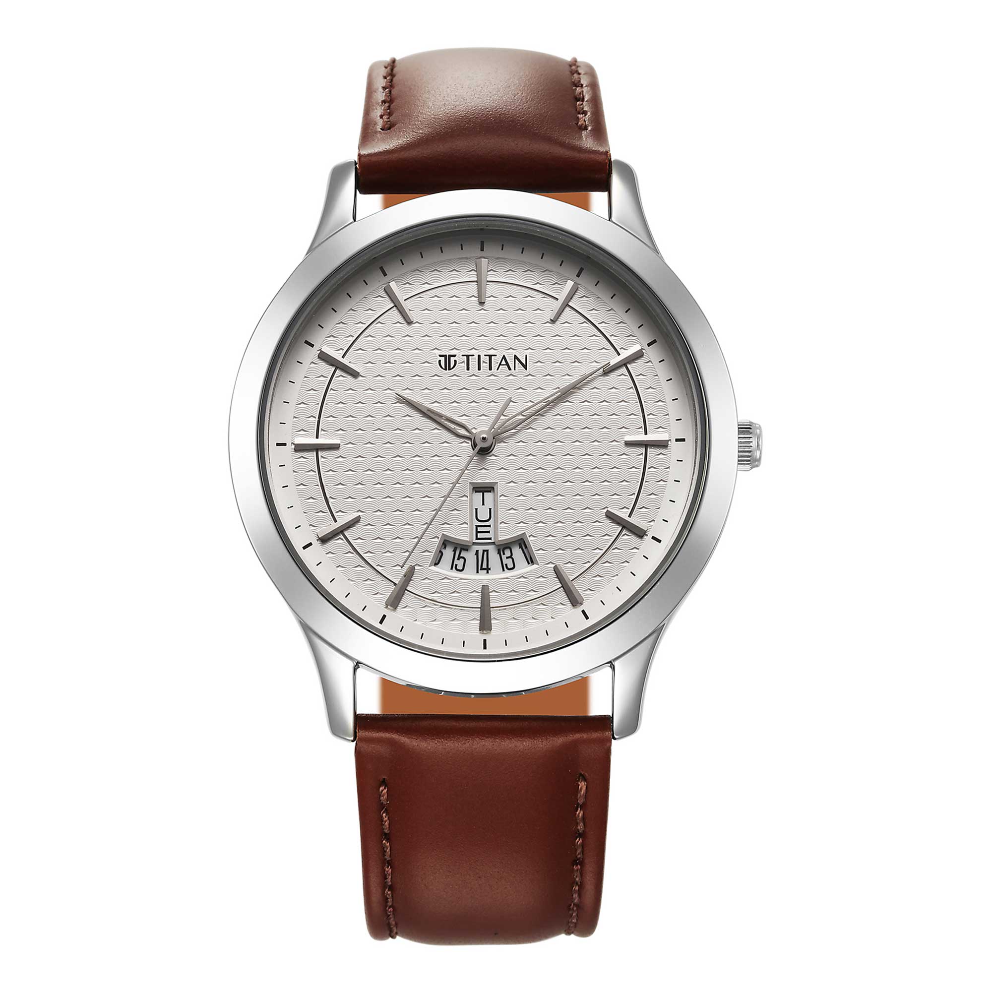 Titan Karishma Quartz Analog Silver Dial Leather Strap Watch for Men - Image 2