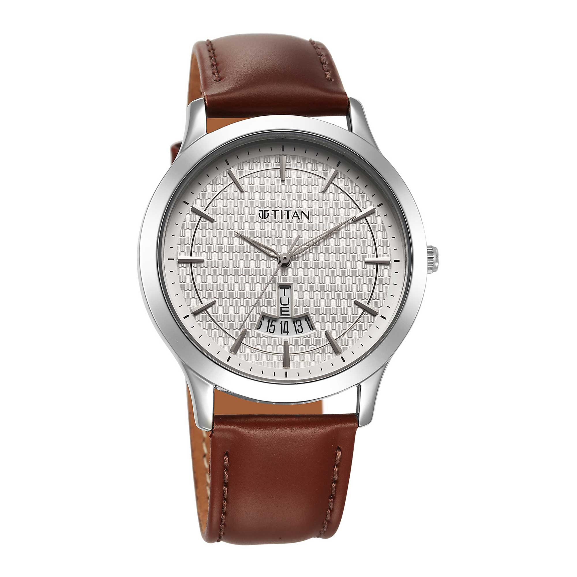Titan Karishma Quartz Analog Silver Dial Leather Strap Watch for Men - Image 3
