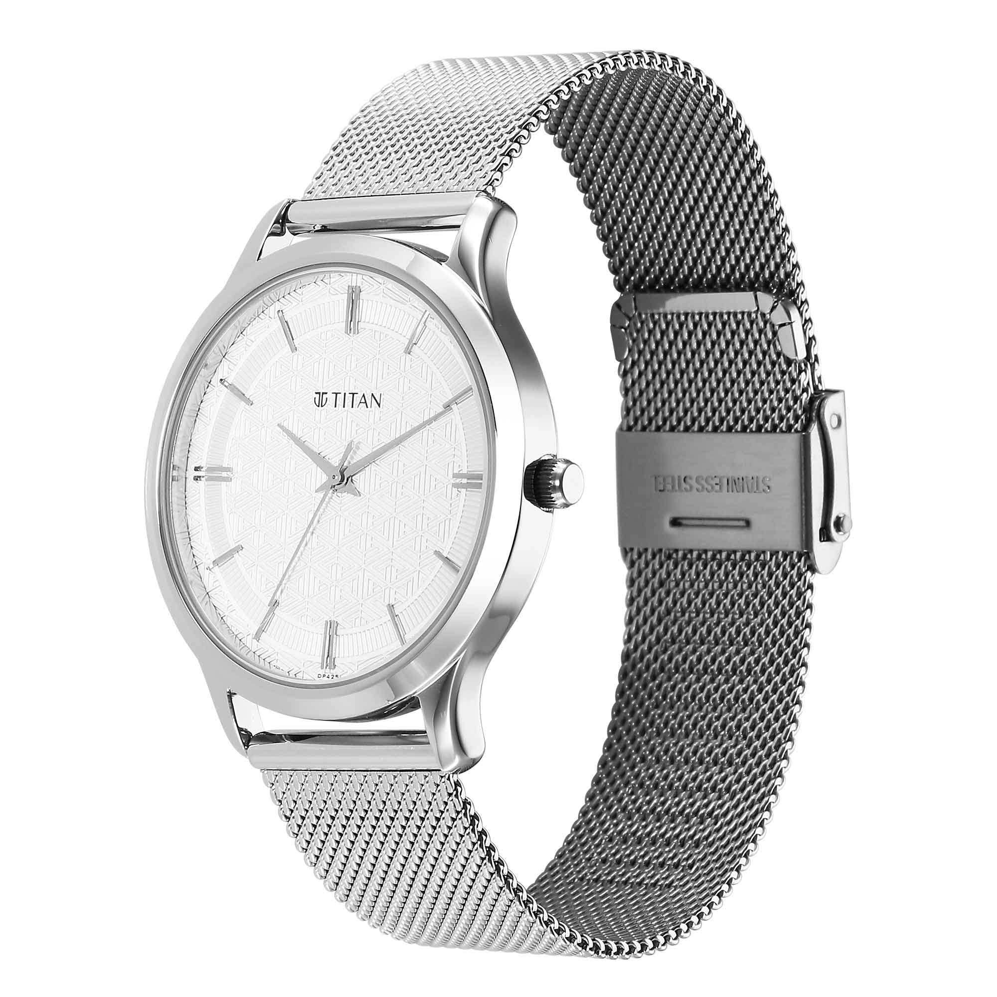 Titan Karishma Quartz Analog Silver Dial Stainless Steel Strap Watch for Men - Image 4