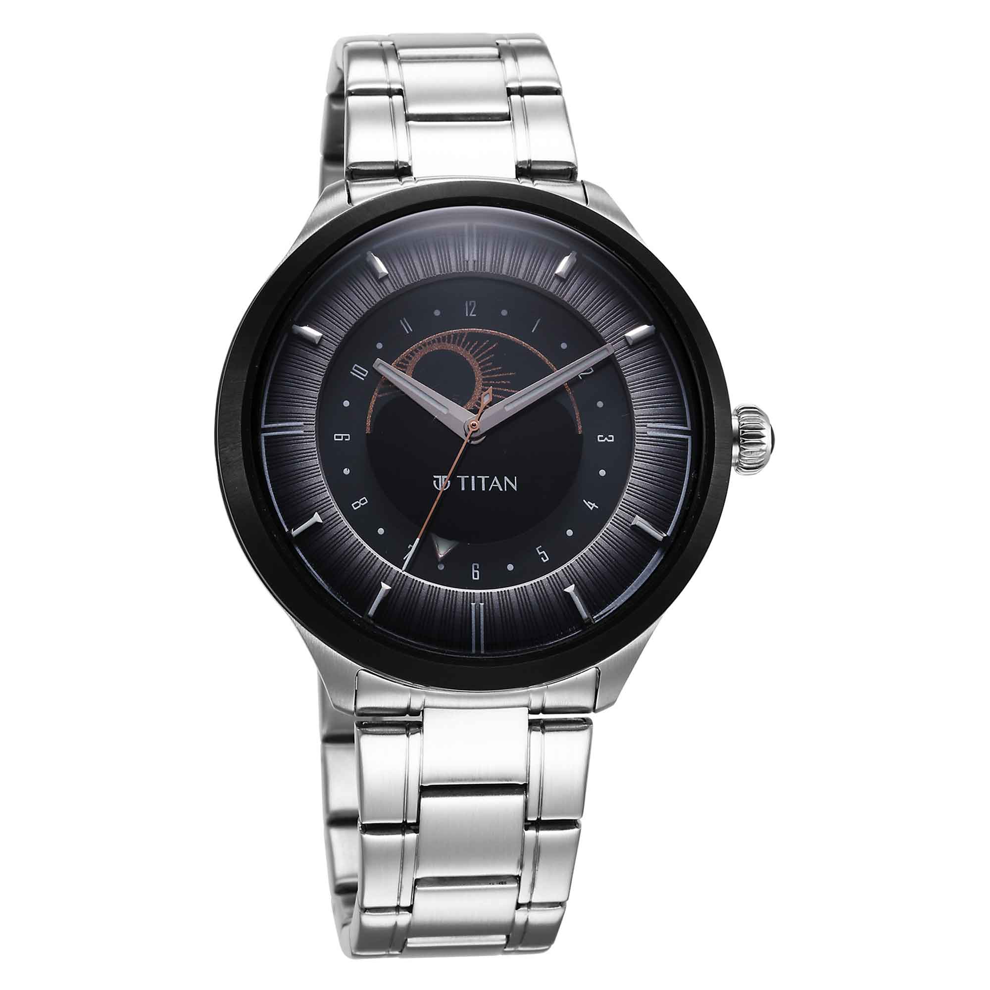 Titan Stellar Luna Sun Moon Disc Grey Dial Watch - Image 2
