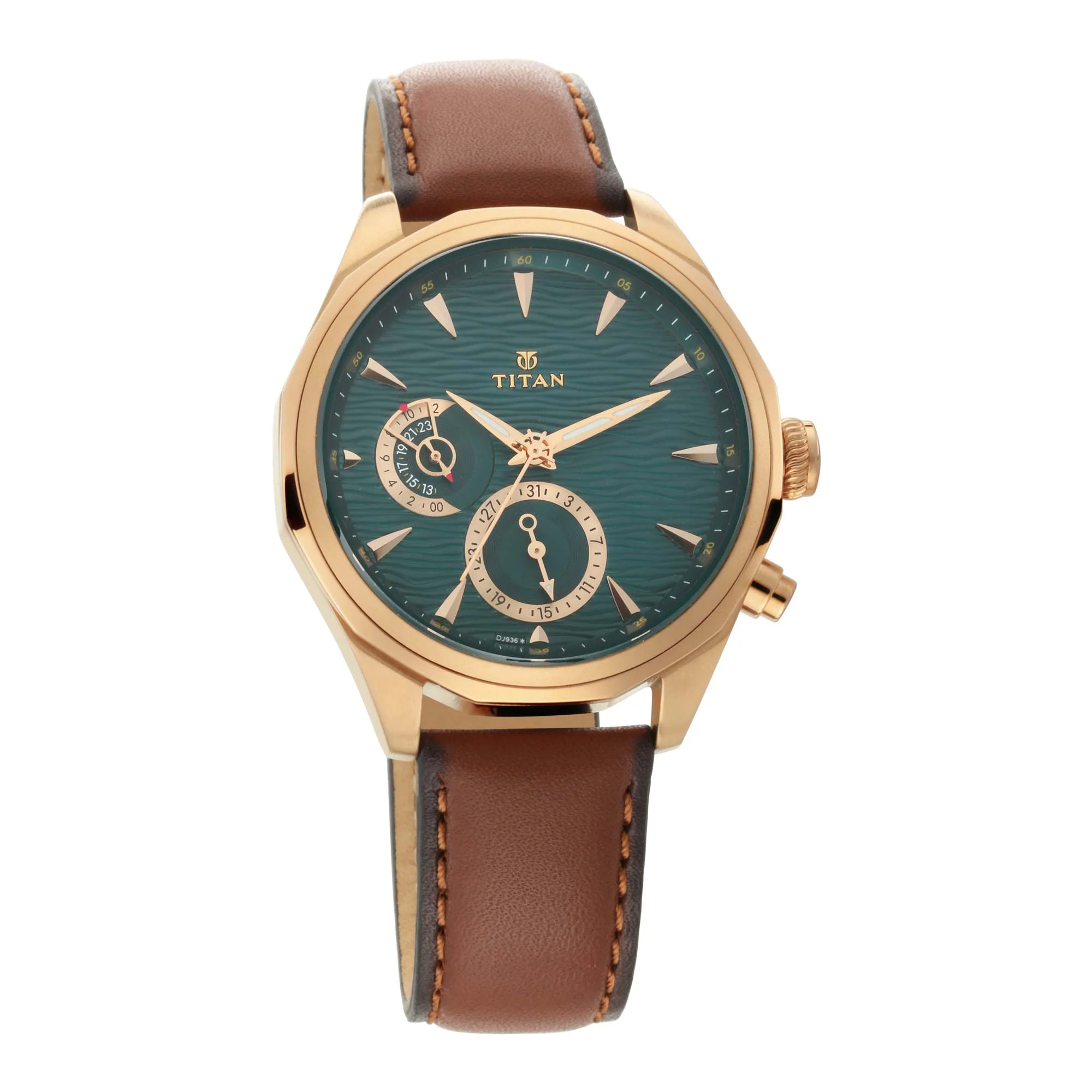 Titan Maritime Green Dial Multi Leather Strap watch for Men - Image 3