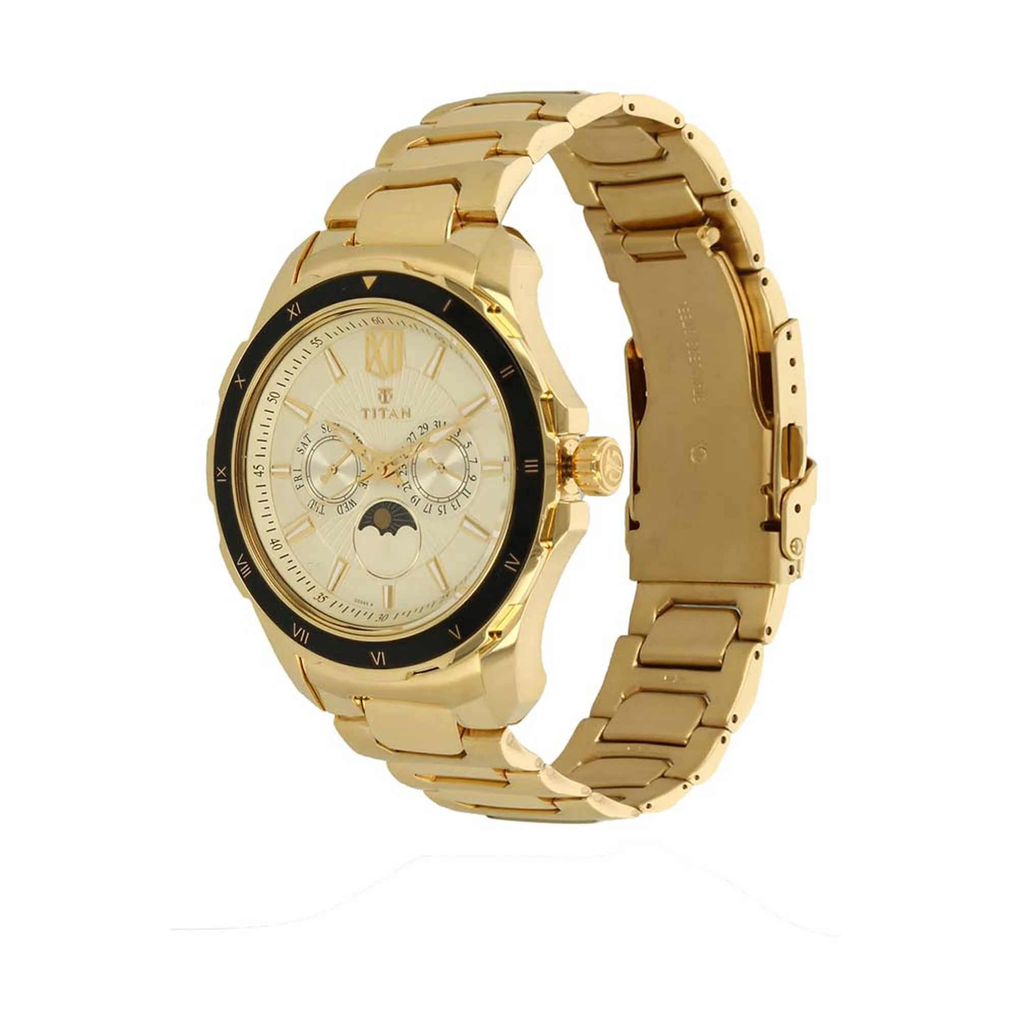 Titan Multi Champagne Dial Stainless Steel Strap watch for Men - Image 3