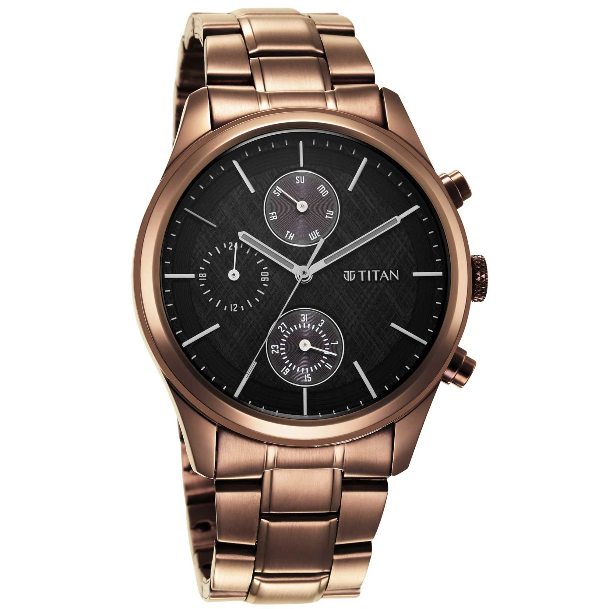 Titan Neo Splash Black Dial Analog with Date Stainless Steel Strap Watch for Men - Image 3