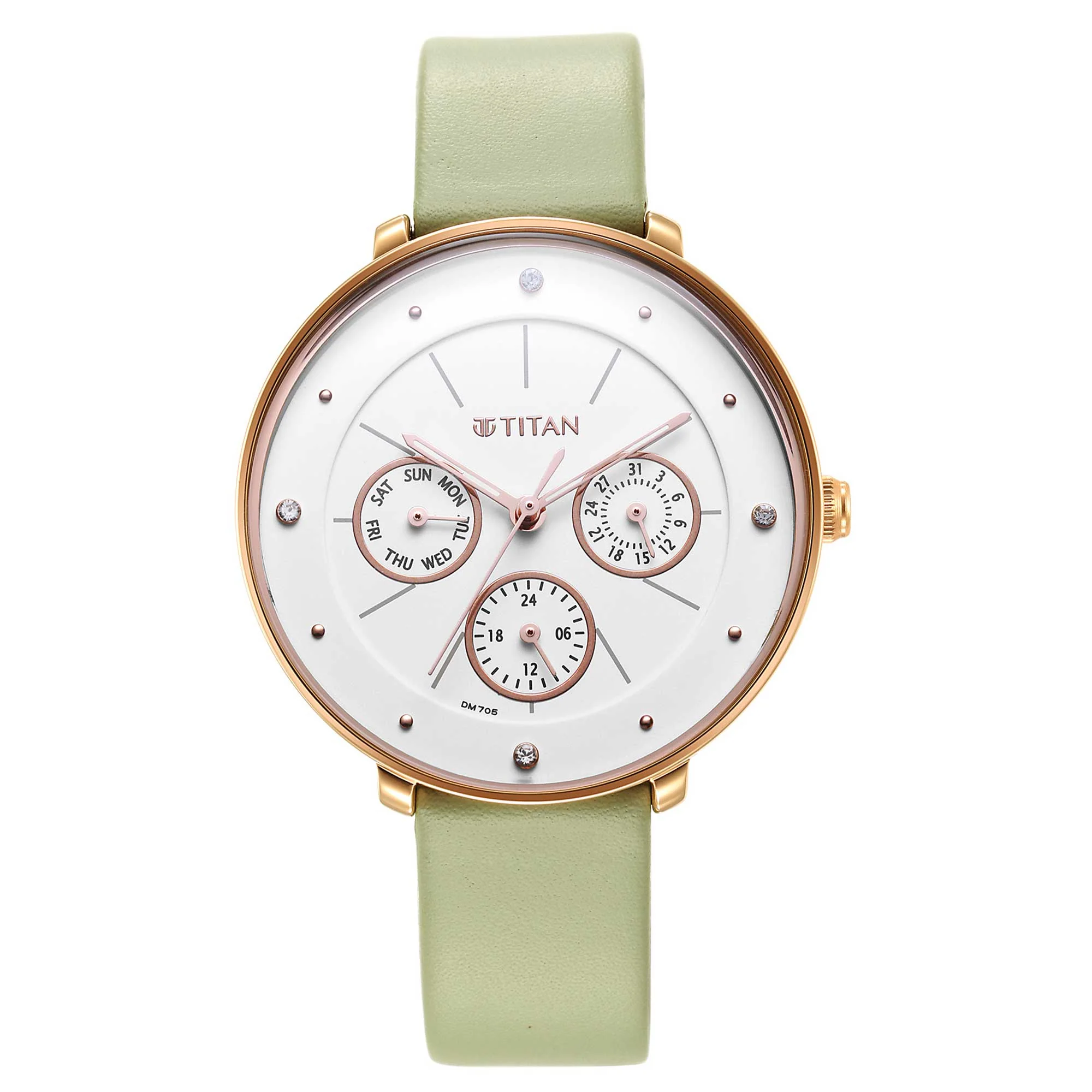 Titan Neo White Dial Analog Leather Strap Watch for Women - Image 2
