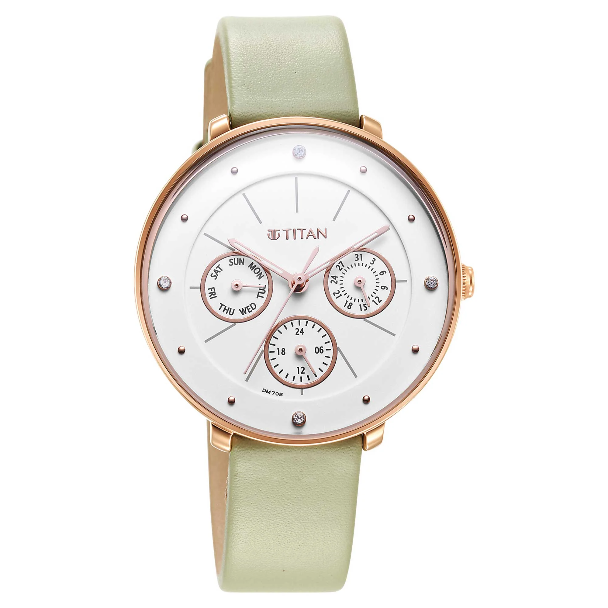 Titan Neo White Dial Analog Leather Strap Watch for Women - Image 3