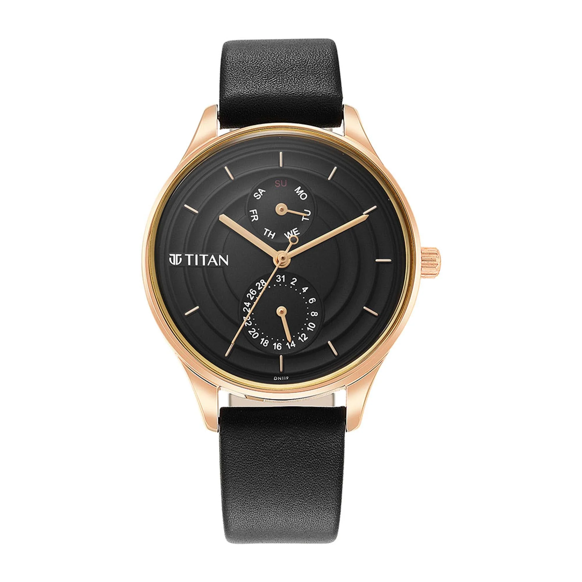 Titan Neo Workdays Black Dial Multi Leather Strap watch for Women - Image 2